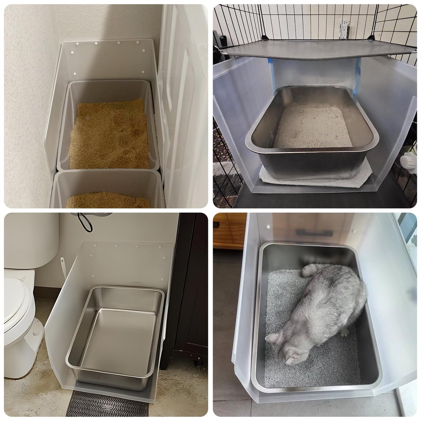 Holintan Litter Box Shield, 23.6"x15.7"x15.7"(Height) XL Litter Box Splash Guard Without Leakage, High Sided Cat Litterbox Pee Shields Easy Clean for Pet Cat/Kitty/Kitten(Without Pan)