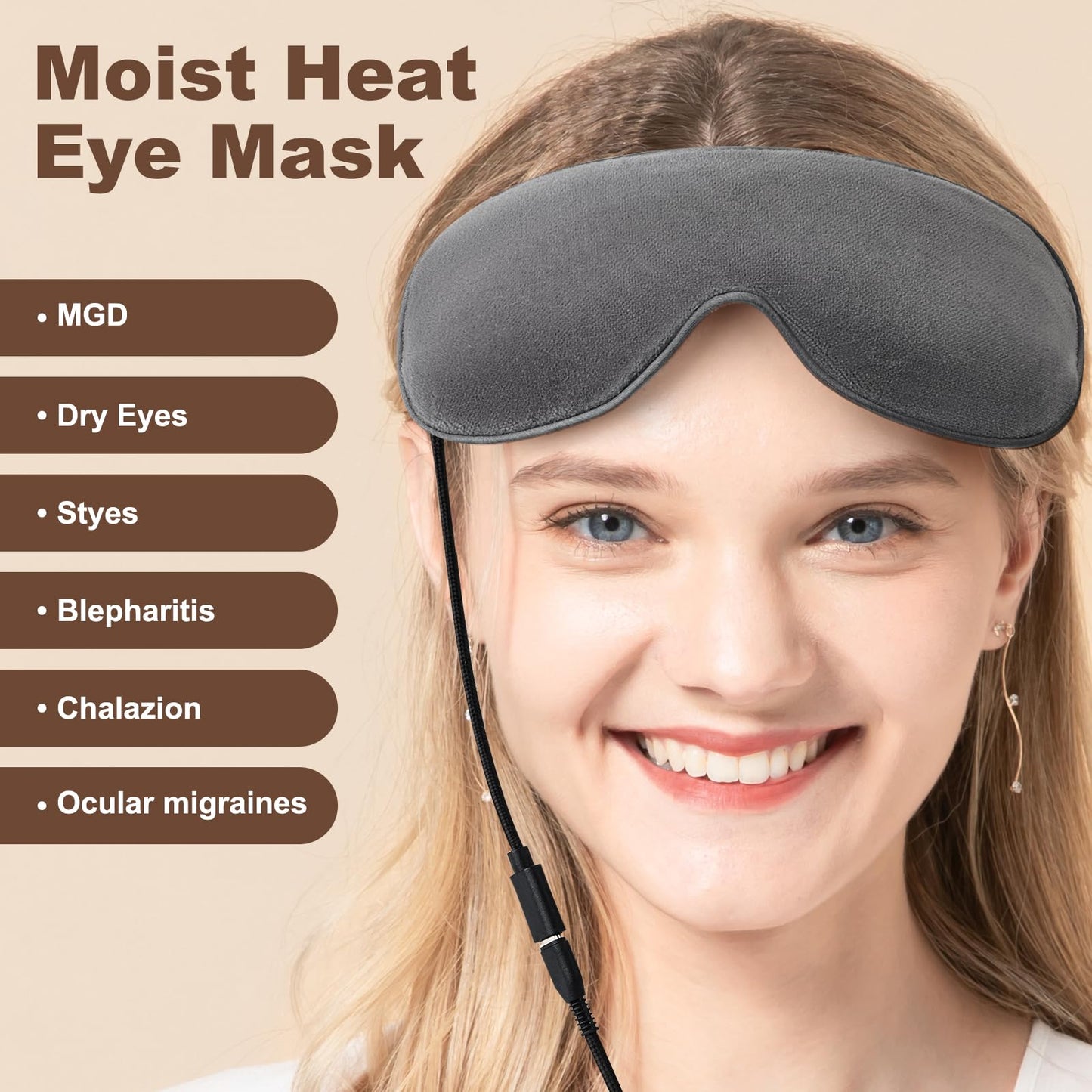 Aroma Season Heated Eye Mask for Dry Eyes, USB Heated Eye Mask with Temperature and Timer Control, Warm Eye Compress to unclog glands, Relieve Dry Eye Syndrome, Styes, MGD and Blepharitis (Dark Gray)