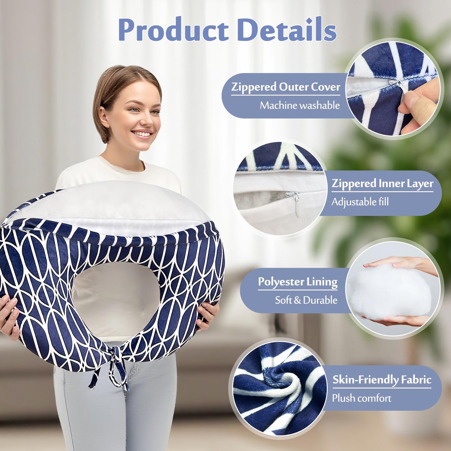 BBL Pillow After Surgery Brazilian Butt Lift Pillow Post Surgery Recovery for Sitting Sleeping Driving Booty Butt Pillows for Women Lumbar Back Hip Cushion Seat Support Foam BBL Wedge Pillow