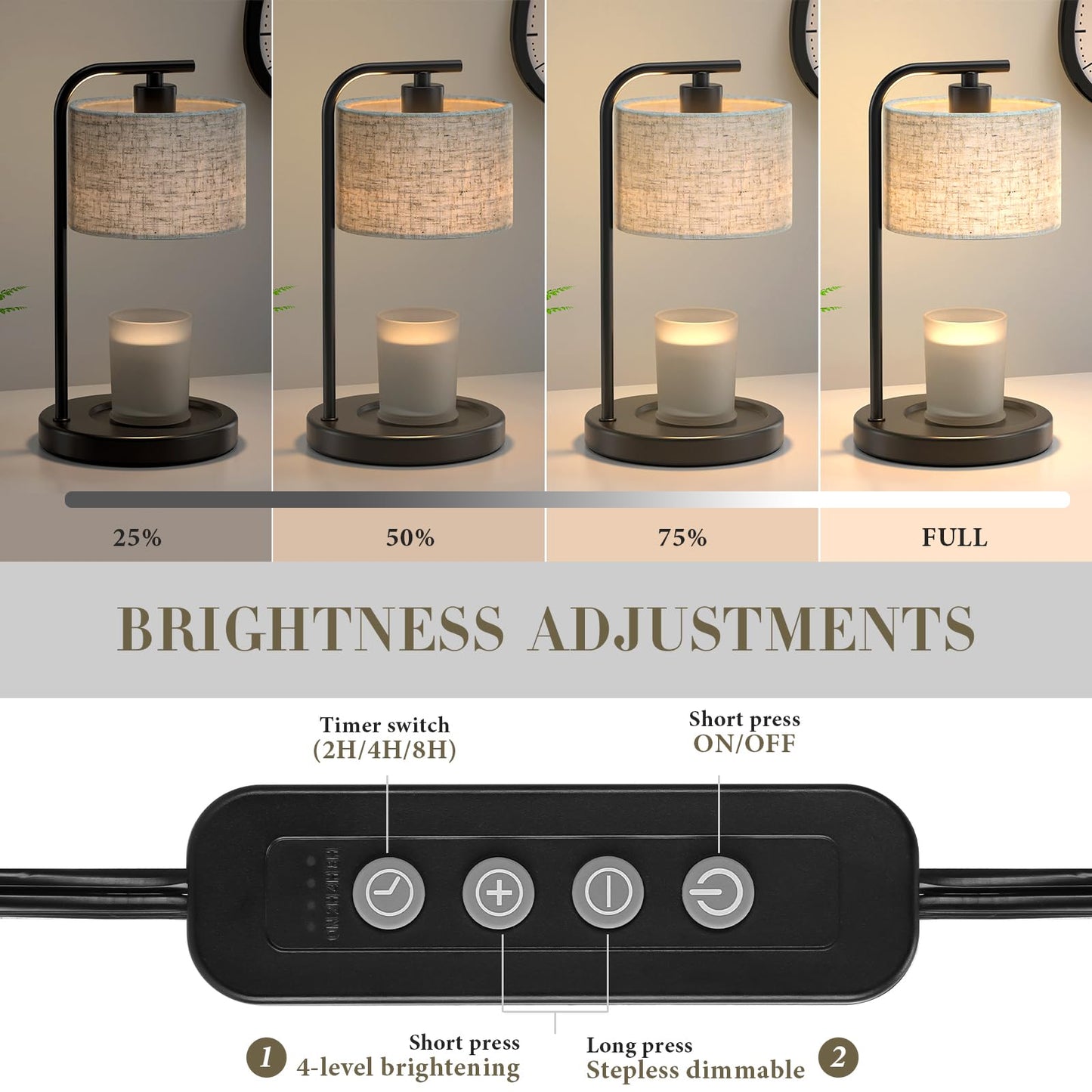 Spclsim Black Candle Warmer Lamp with Timer Dimmer, Dimmable Electric Candle Wax Warmer Heater with 2 Bulbs, Birthday Gifts for Women Her, Mom Gifts Idea, Thanksgiving Housewarming Gifts