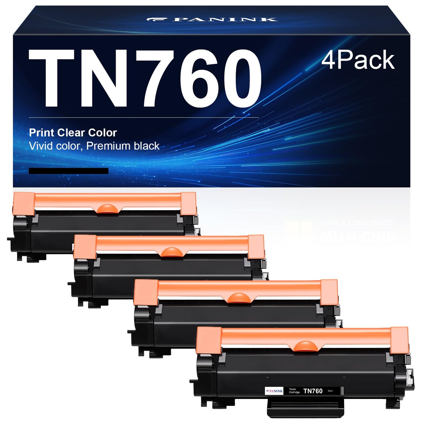 PANINK TN760 Toner Cartridge Replacement for Brother TN 760 TN-760 TN730 TN-730 High Yield Compatible with DCP-L2550DW HL-L2350DW HL-L2370DW HL-L2370DWXL HL-L2395DW MFC-L2710DW Printer (4 Black)