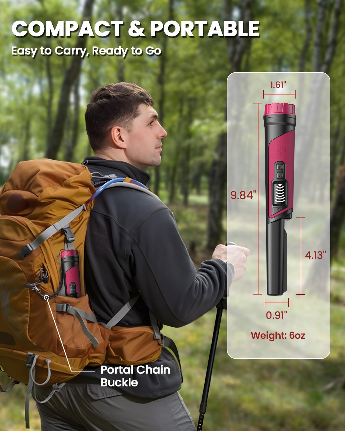 DR.ÖTEK Metal Detector Pinpointer IP68 Fully Waterproof Underwater Handheld Pin Pointer Wand, LCD Screen, Small Metal Detector for Adults, High Accuracy, 3 Alert Modes, for Gold, Relics, Coins