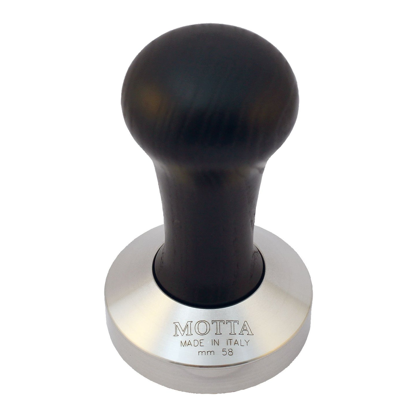 Motta 8100/B Professional Flat Base Coffee Tamper, 58mm, Black Handle