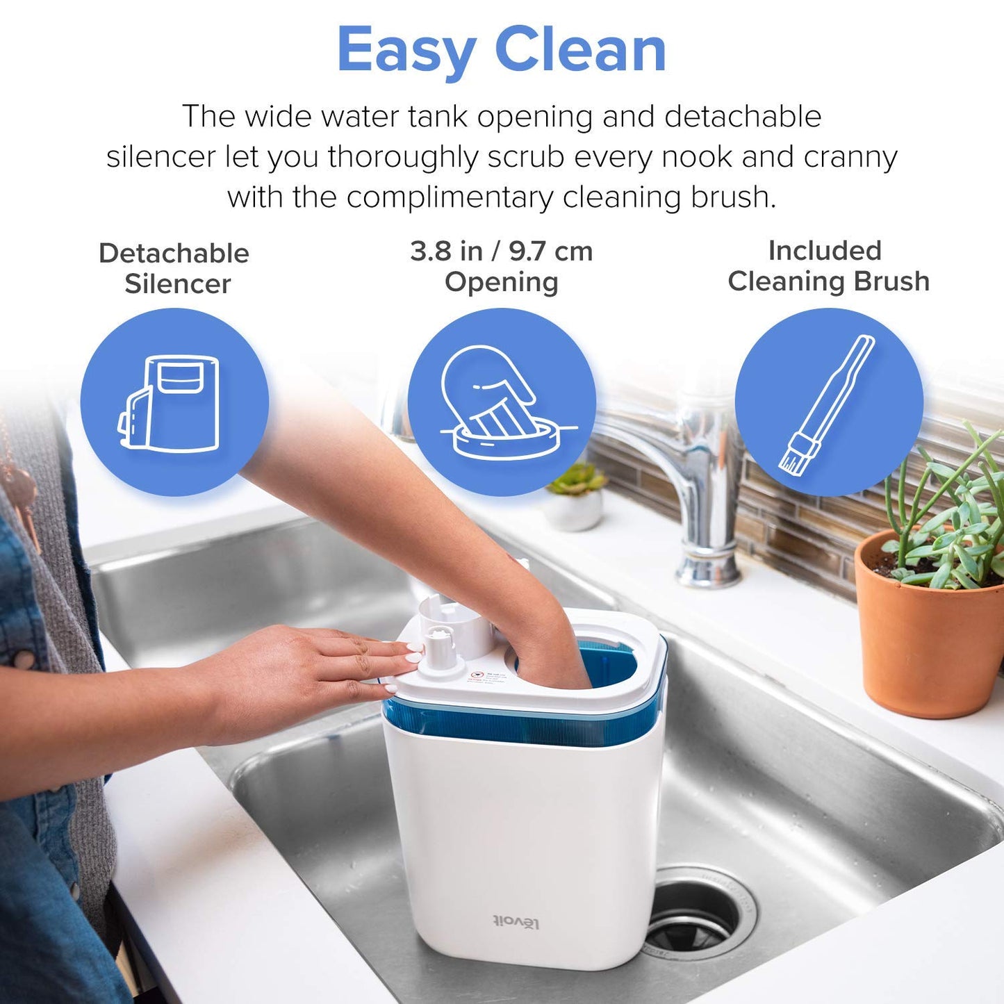 Levoit Humidifier for Bedroom, 4L Cool Mist Humidifiers for Plants, Baby Nursery with Essential Oil Tray, Quiet Operation, BPA Free, Last Up to 40h, White, Small