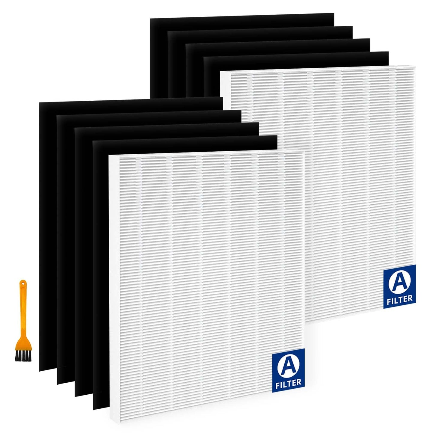 115115 Replacement Filter A Compatible with Winix PlasmaWave 5300, 6300, C535, 5300-2, 6300-2, P300, AM90, 9000, 5000, 5000B, C909, 9800 Air Purifier - 2 x Air Filter + 8 x Carbon Pre-Filters