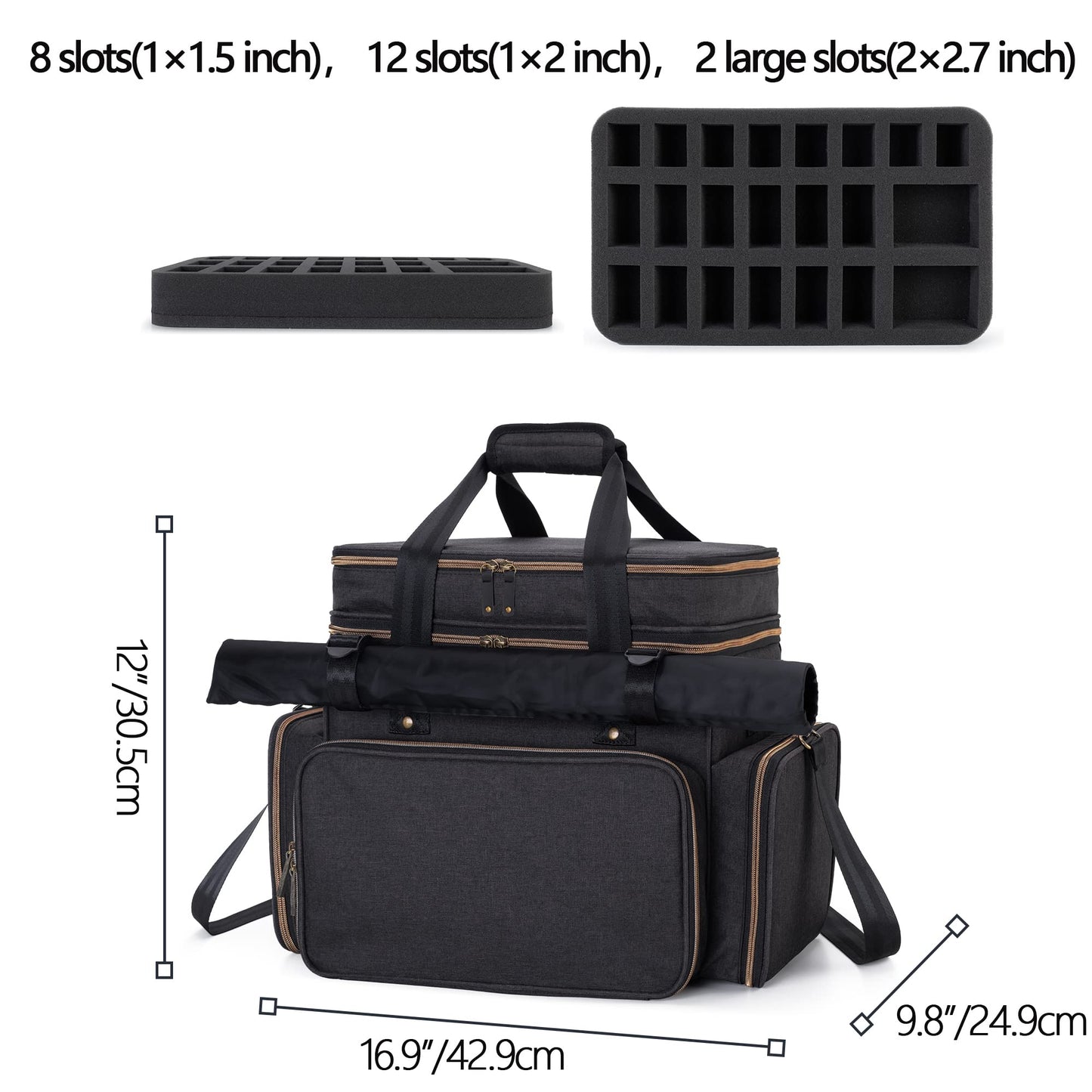 Trunab Tabletop RPG Adventurer's Travel Bag Compatible with Dungeons and Dragons Large DND Bag with Miniatures’ Foam Layer, Battle Mat Storage Bag, Fits Player’s Handbook, Guide Map, Dice & More