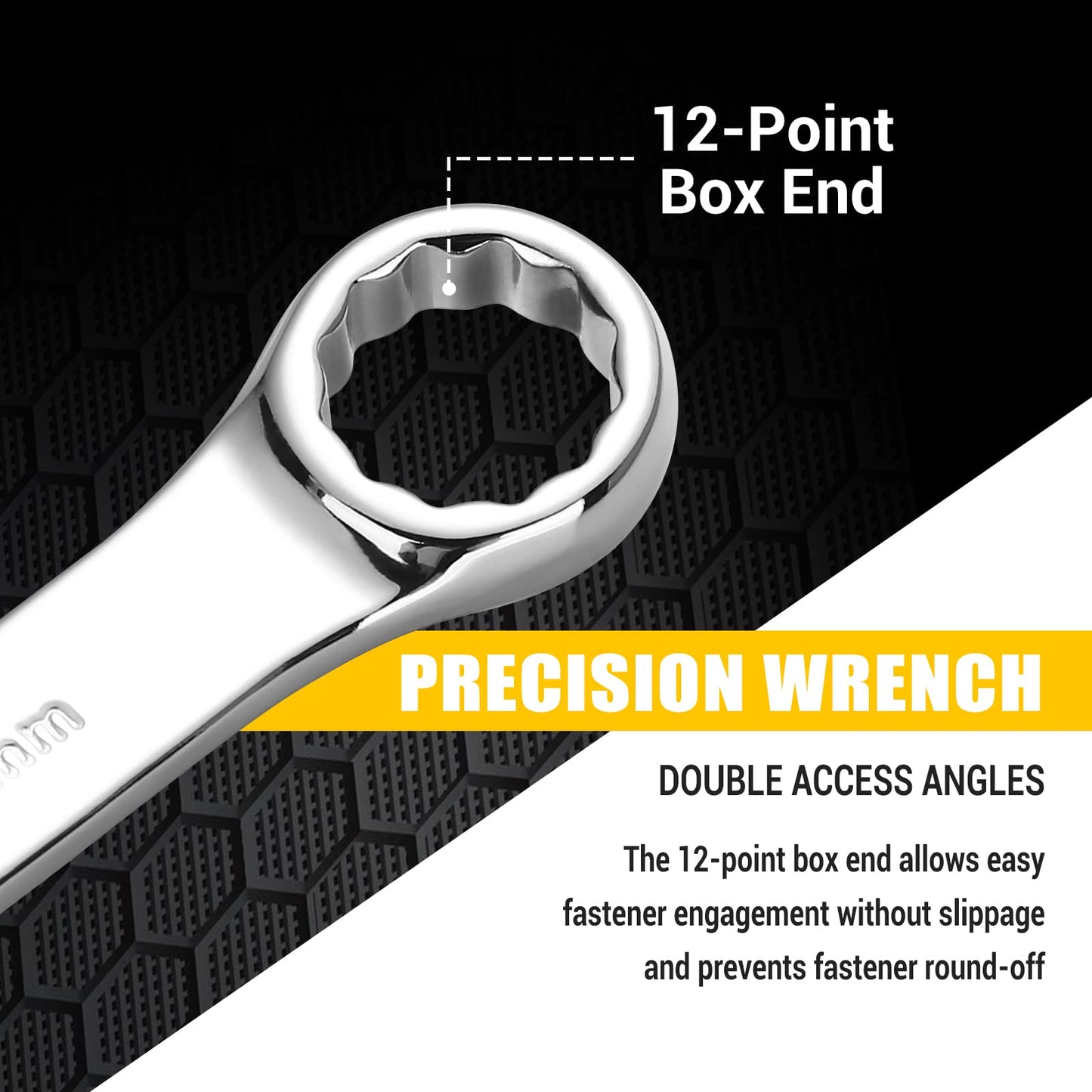DEKOPRO Combination Wrench Set,Metric,15-Piece,8-22mm,Chrome Vanadium Steel, with Plastic Tray