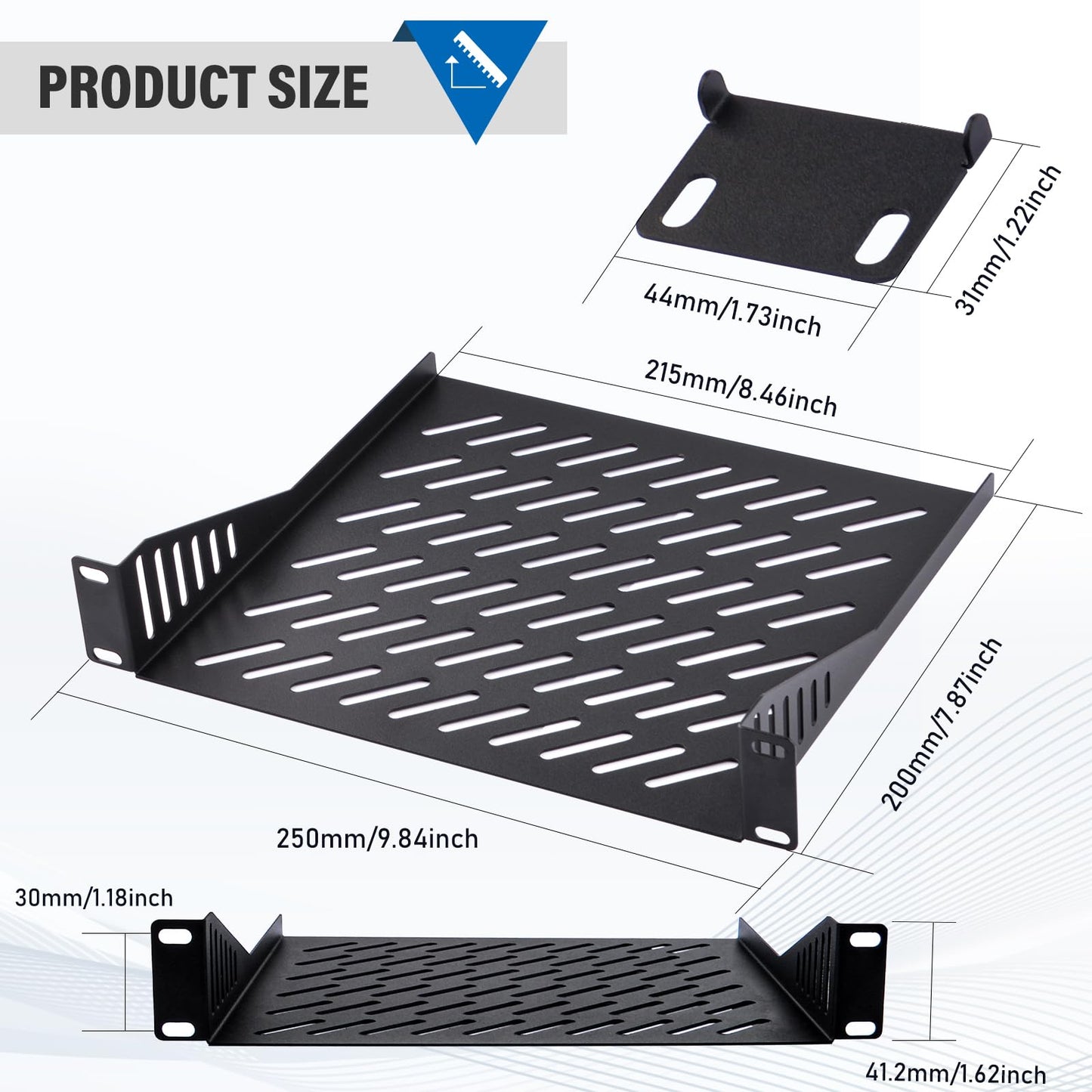 GeeekPi 1U Server Rack Shelf, 7.87" Depth Vented Rack Mount Cantilever Tray for 10 Inch Network Equipment Rack & Cabinet and DeskPi RackMate T1/T0 Server Cabinet