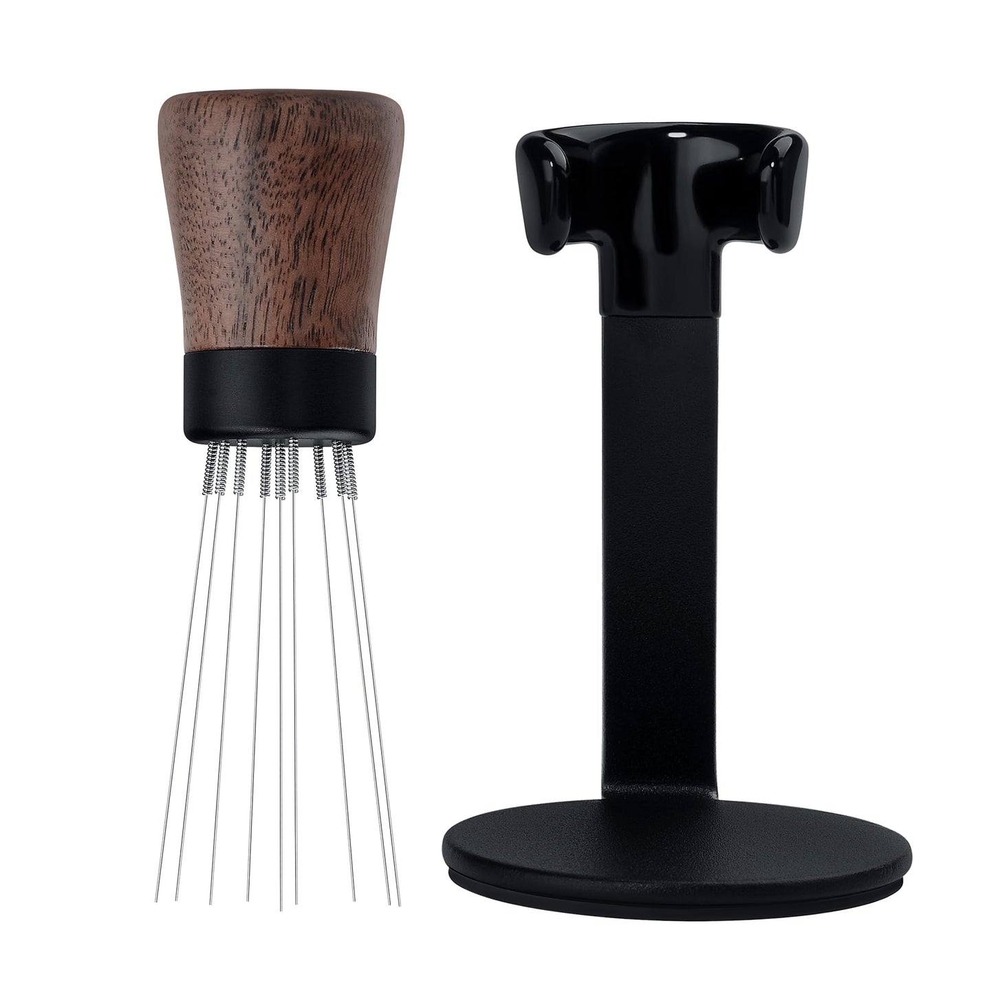 Normcore WDT Tool V2.1 with Stand, 9 Prong 0.23mm Espresso Distribution Too, Weiss Distribution Technique, Magnetic Coffee Stirrer with 16 Extra Needles, American Walnut Wood Handle, New Upgraded