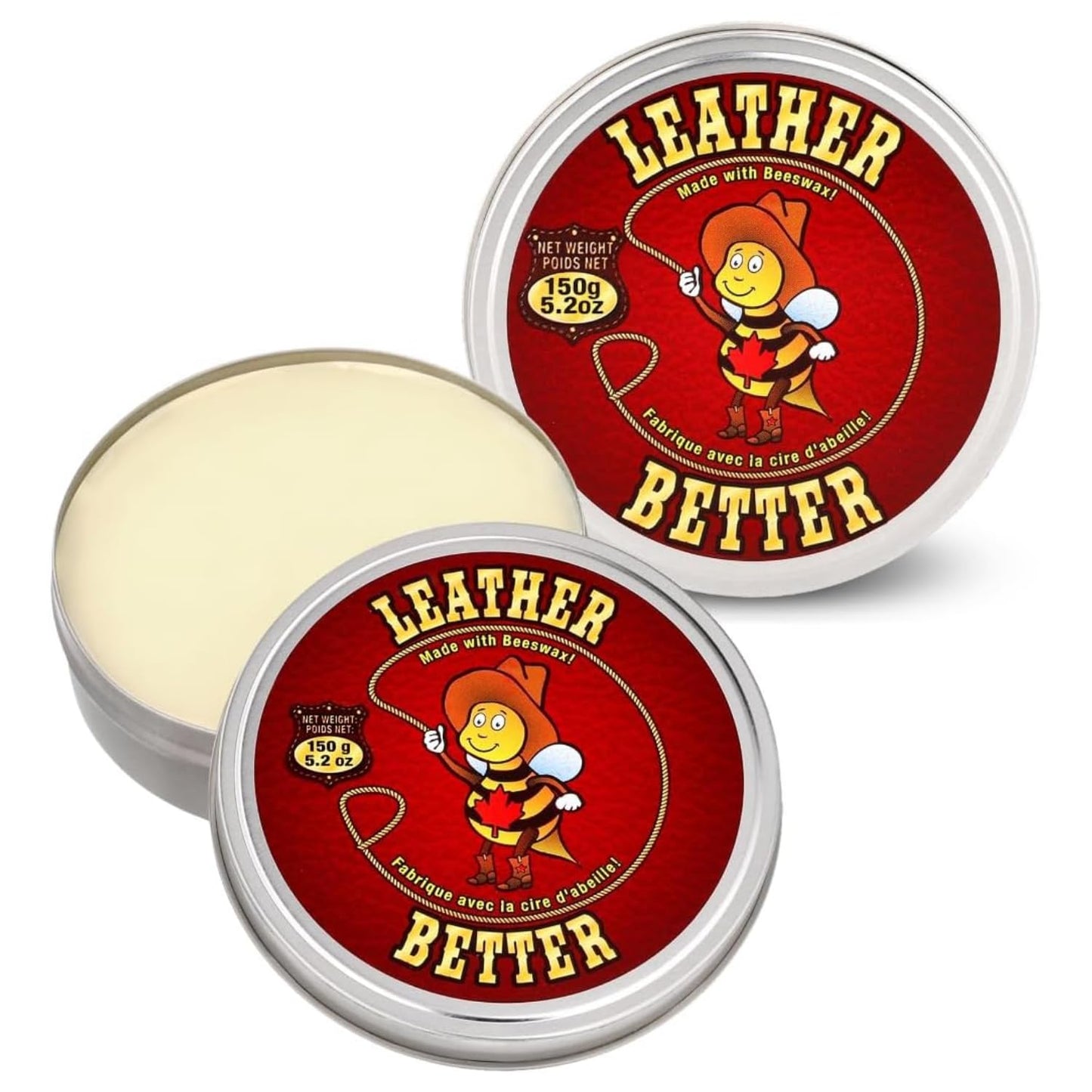 Leather Better All-Natural Leather Conditioner & Waterproofing Balm | Beeswax-Based Cleaner, Polish & Protector for Leather, Vinyl + More! Restores, Conditions & Protects | Made in Canada (300g)