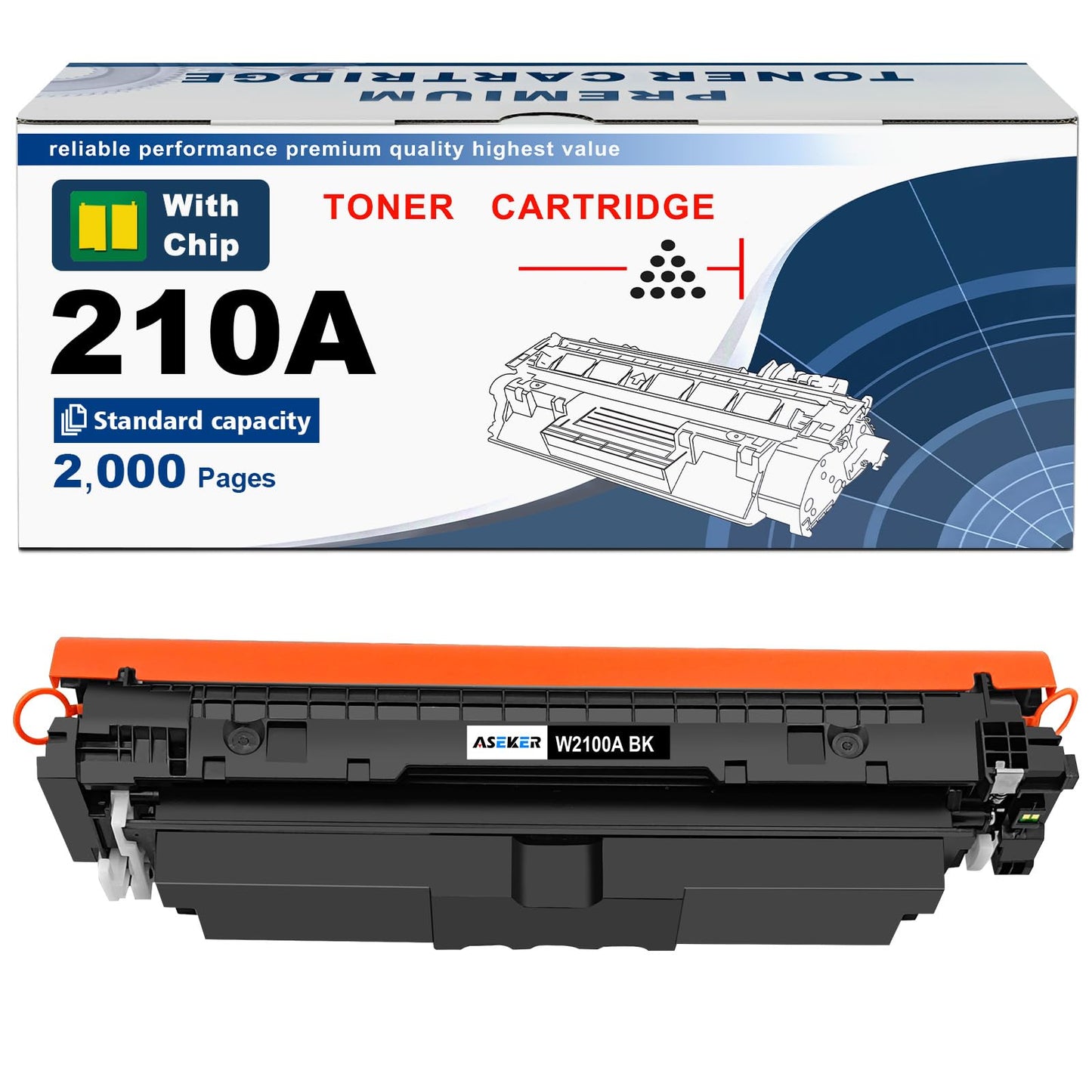 Aseker 210A Black Toner Cartridge (with Chip) Replacement for 210A W2100A 210X W2100X for 4201dw 4201dn MFP 4301dw 4301fdw 4301fdn Series Printers | W2100A ( Black*1 )