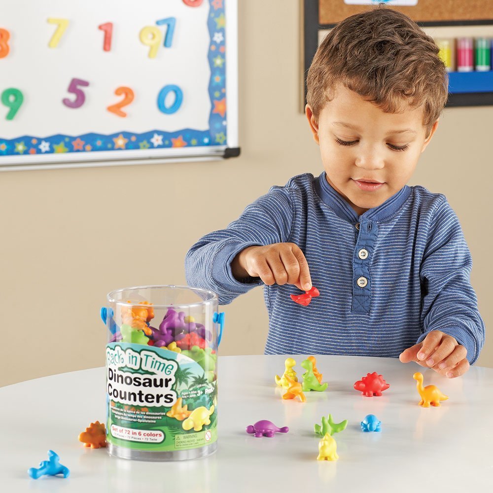 Learning Resources Back in Time Dinosaur Counters, Assorted Shapes and Colors, Set of 72, Ages 3+