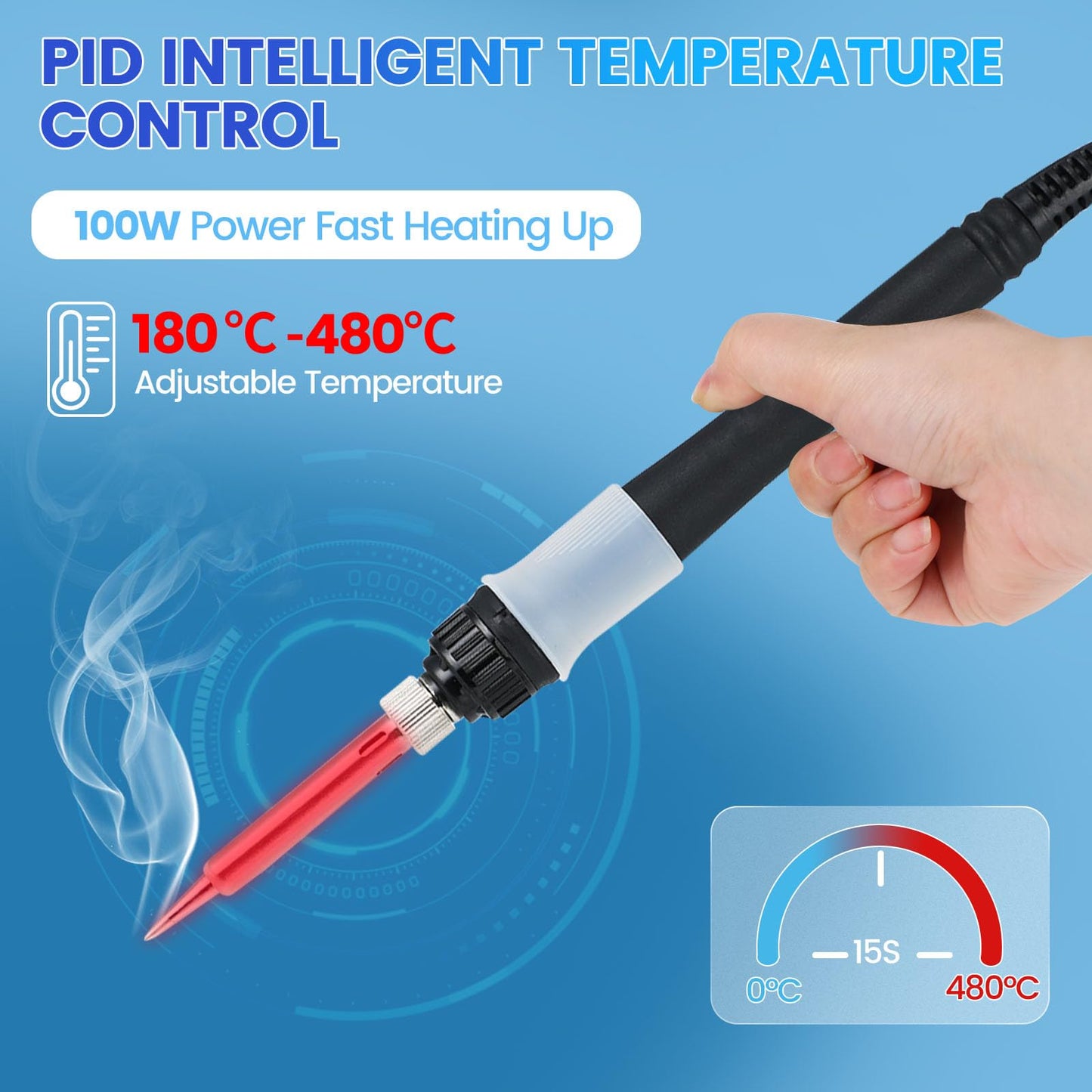 100W Soldering Station Digital Display Soldering Iron Kit 12-in-1 Adjustable Temperature 180°C to 480°C