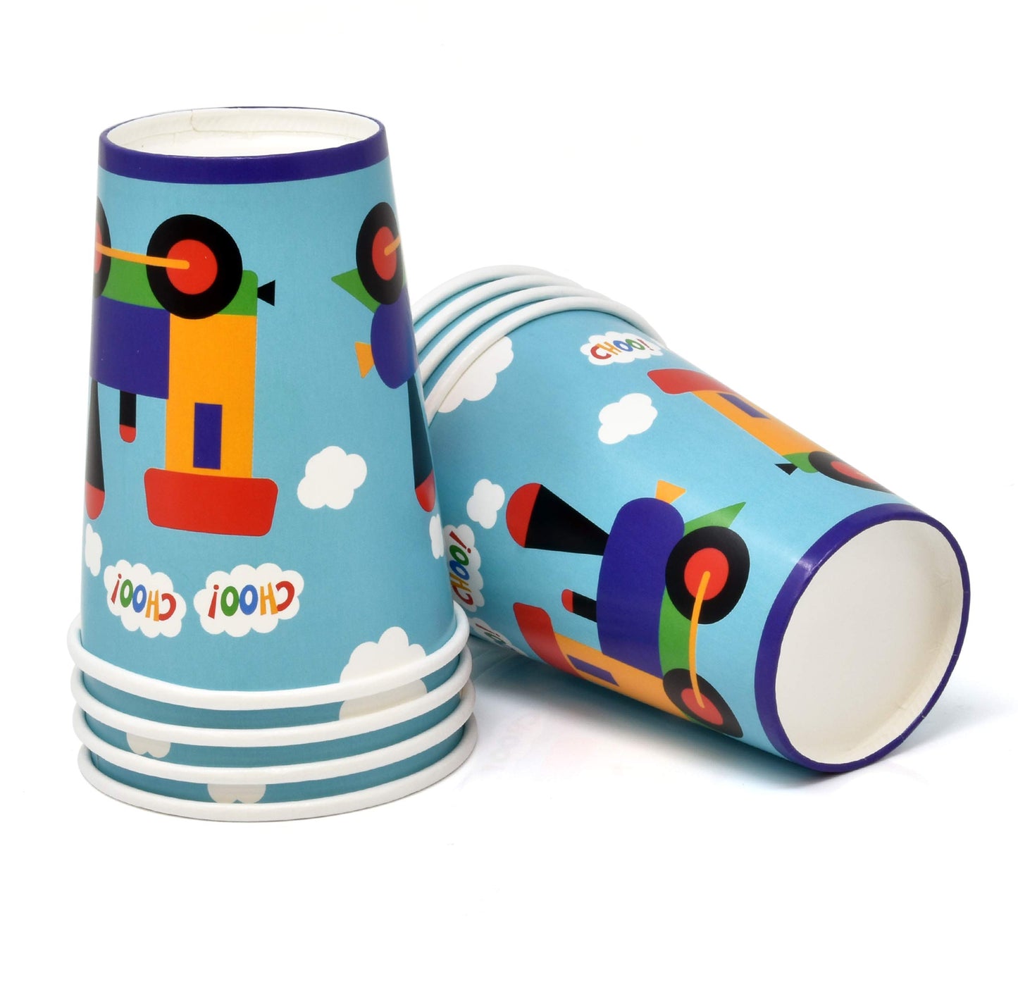 Train Party Supplies Tableware Set 24 9" Plates 24 7" Plate 24 9 Oz. Cups 50 Lunch Napkins Disposable Paper for All Aboard Choo Choo Birthday Decorations Dinnerware Trains Theme Decoration Railroad
