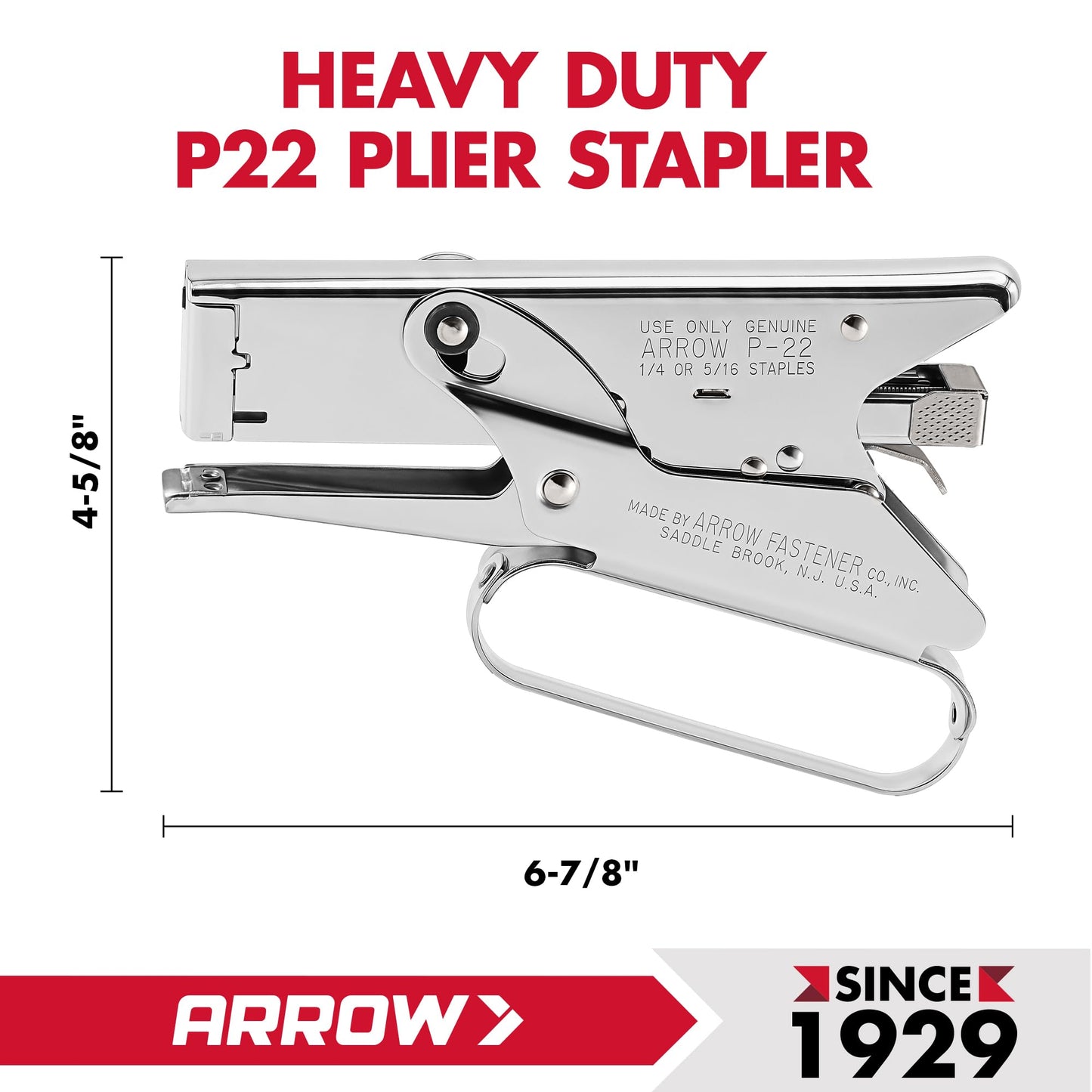Arrow Fastener P22 Heavy Duty Plier Type Stapler, Medium