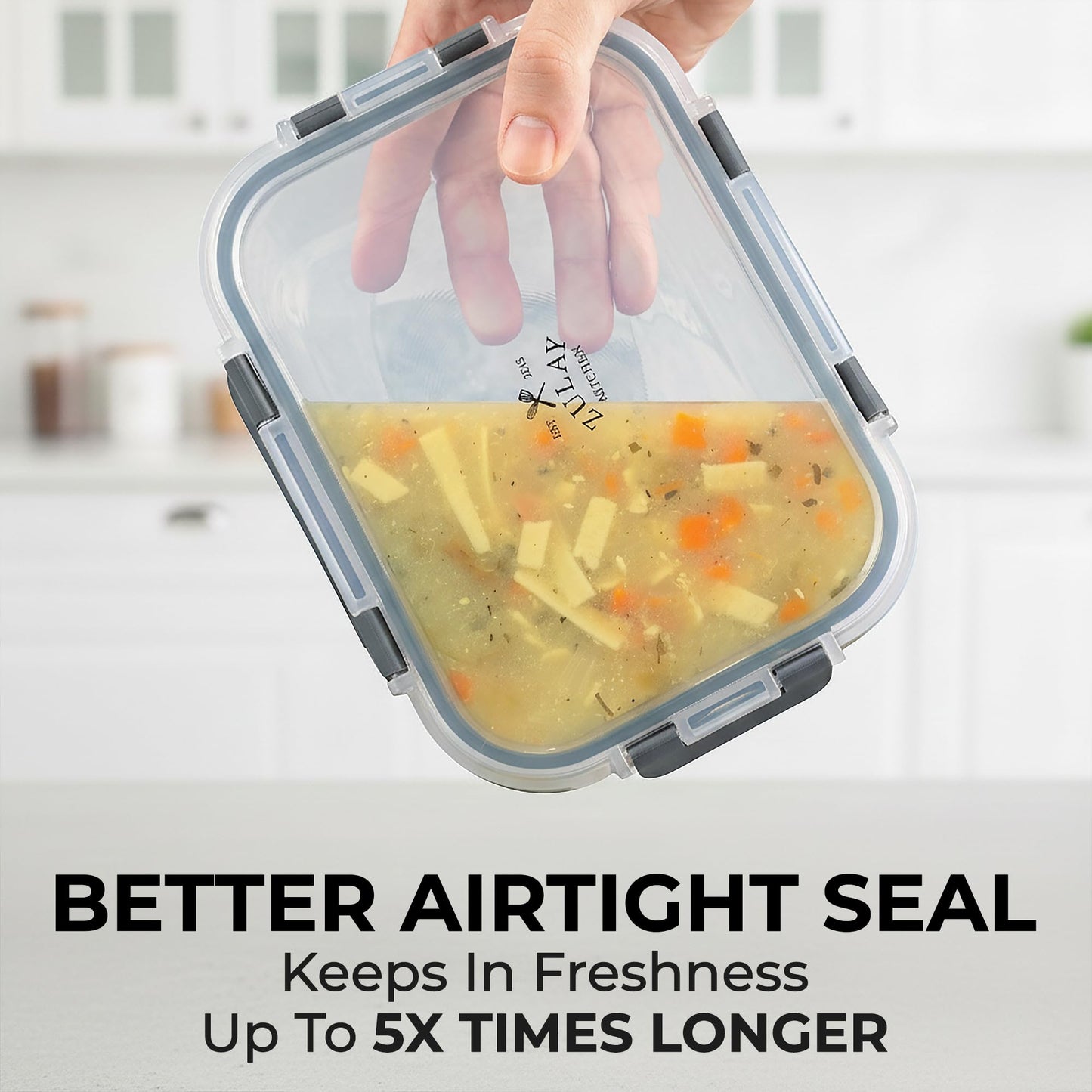 Zulay Kitchen 5 Pack Glass Food Storage Containers with Lids - 36 oz Thick & Durable Glass Meal Prep Containers - Airtight Storage Containers with Lids - Leak-Proof Reusable Meal Prep Containers