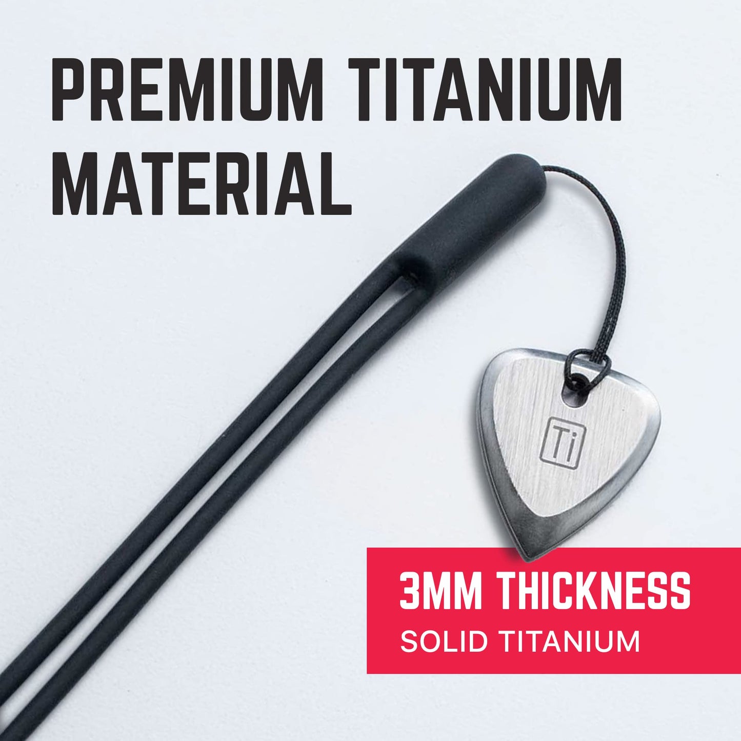 GPCA Titanium Guitar Pick, 3mm Thick Metal Guitar Pick for Guitar, Bass, and Ukulele, comes with Wrist Strap, Must-Have Guitar Accessories, Gift for Musicians and Music Lovers