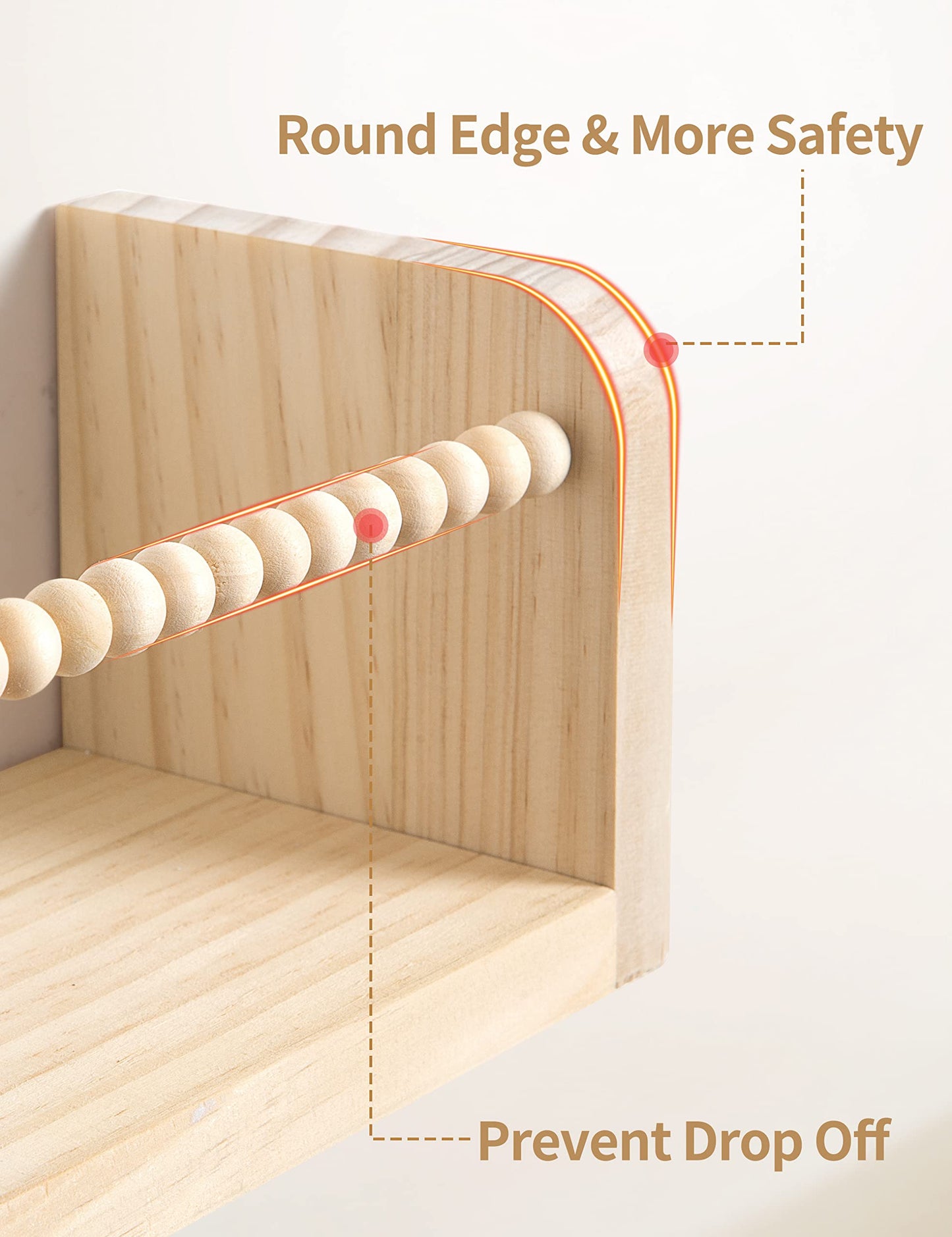 Maxpeuvon Nursery Book Shelves for Wall, Set of 3 Bookshelf Nursery Decor Natural Wood Wall Mounted Organizer with Towel Bar Hanging Floating Bookshelves for Kids Room, Bedroom and Kitchen