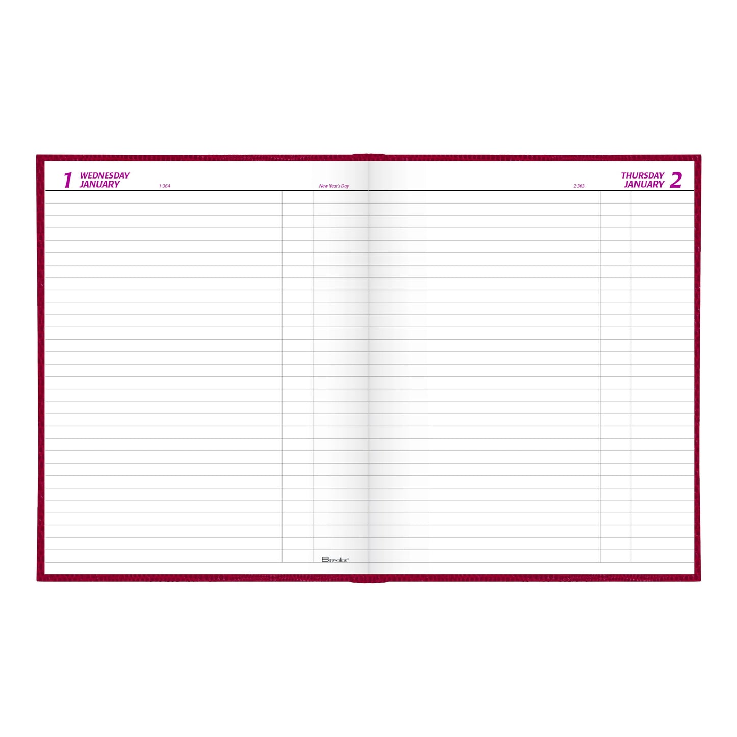 Brownline® 2025 Traditional Daily Planner, Untimed Journal, 12 Months, January to December, Perfect Binding, 10" x 7.875", Bright Red (C550.RED-25)