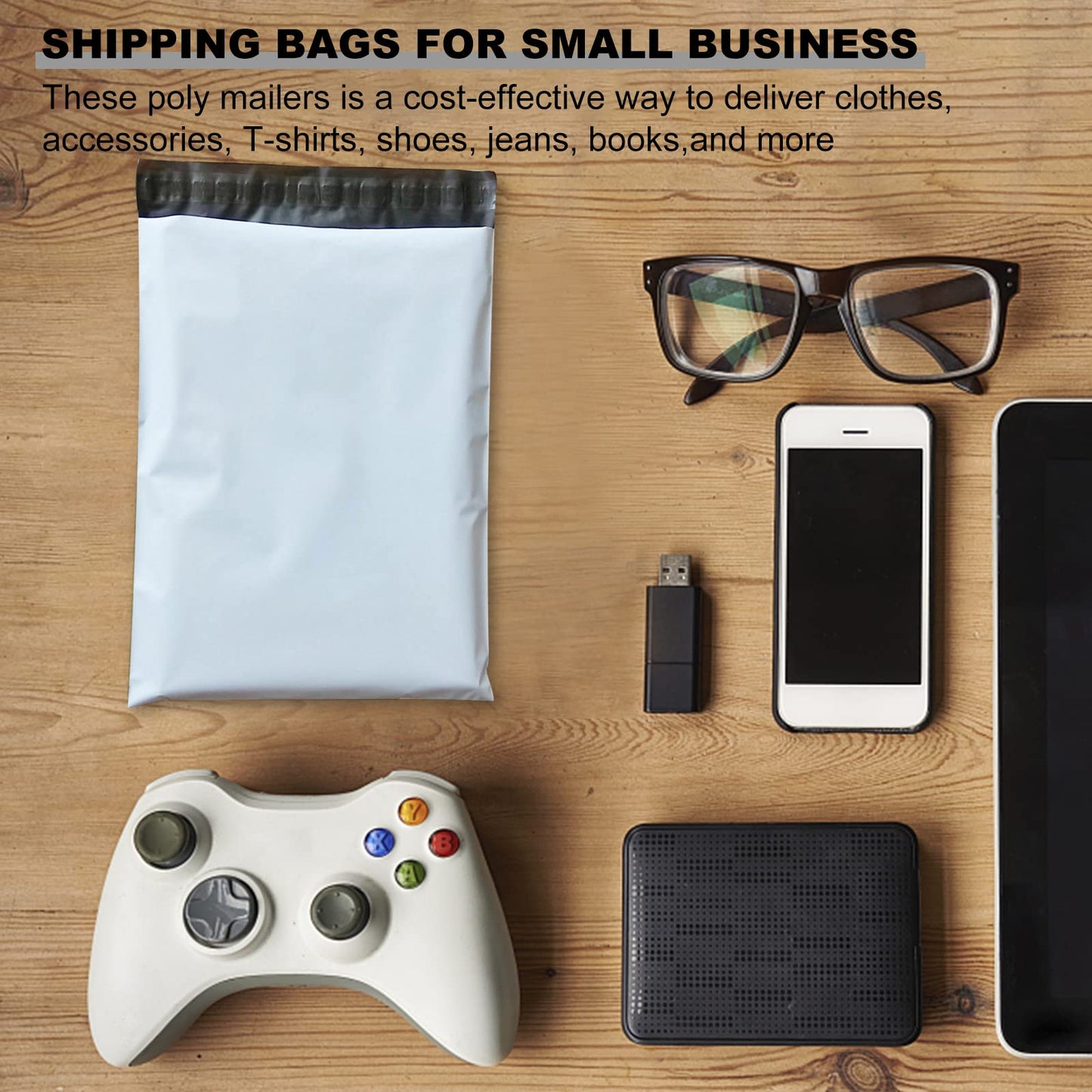Large Poly Mailers 14.5 x 19 Self Seal Shipping Bags for Small Business, Clothing Packaging Bags, 200 Pack Shipping Envelopes, Tear Proof & Waterproof, White