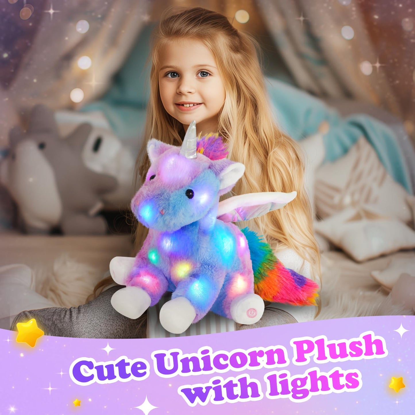 CozyWorld 42CM Unicorn Light up Unicorn Stuffed Animal Glowing Soft Plush Toys Decor Birthday Christmas Children's Day Gifts for Toddlers Boys Girls Kids