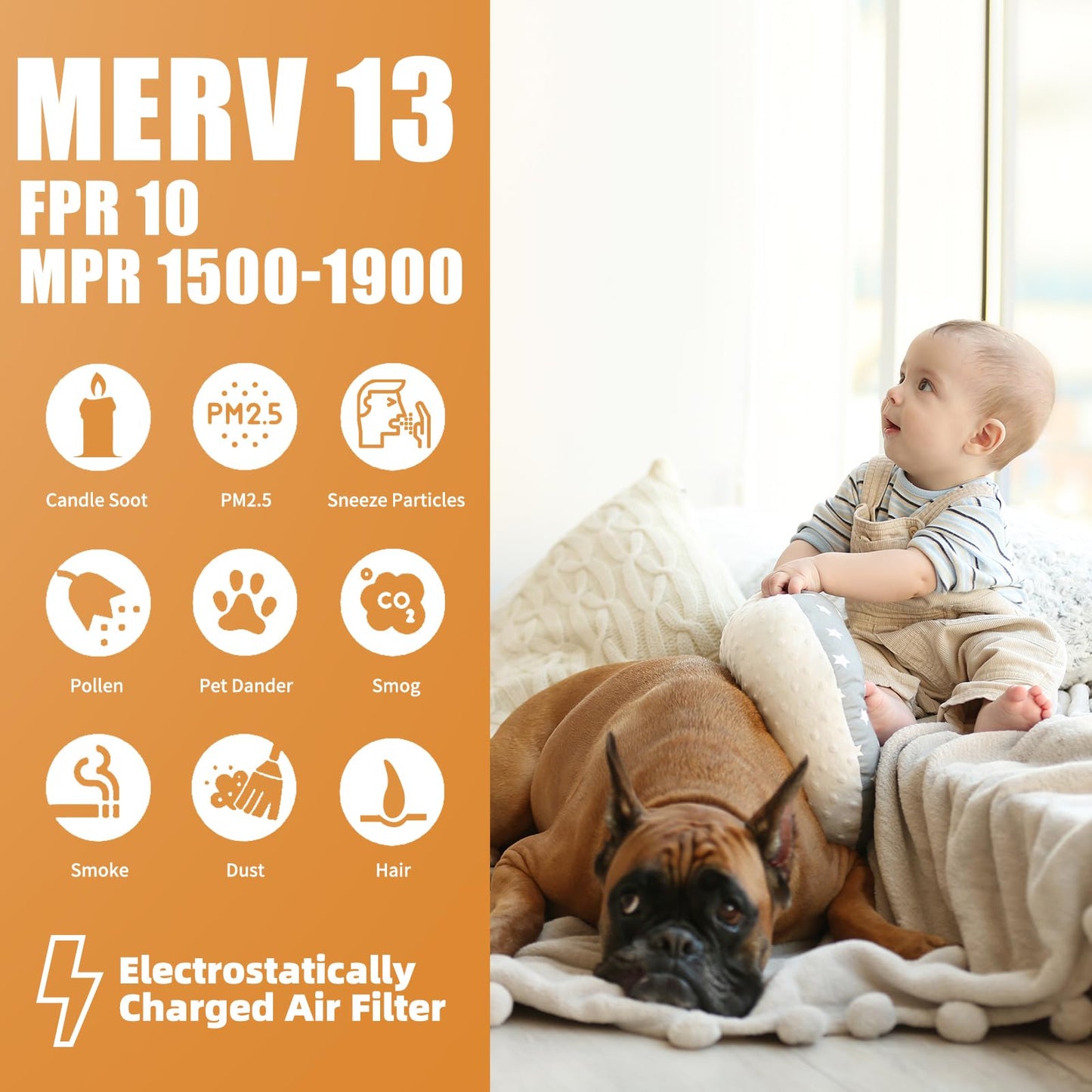 16X20X1 MERV 13 Furnace Filter (4 Packs) - MPR 1900 FPR 10 Electrostatic Pleated Air Conditioner HVAC AC Filters