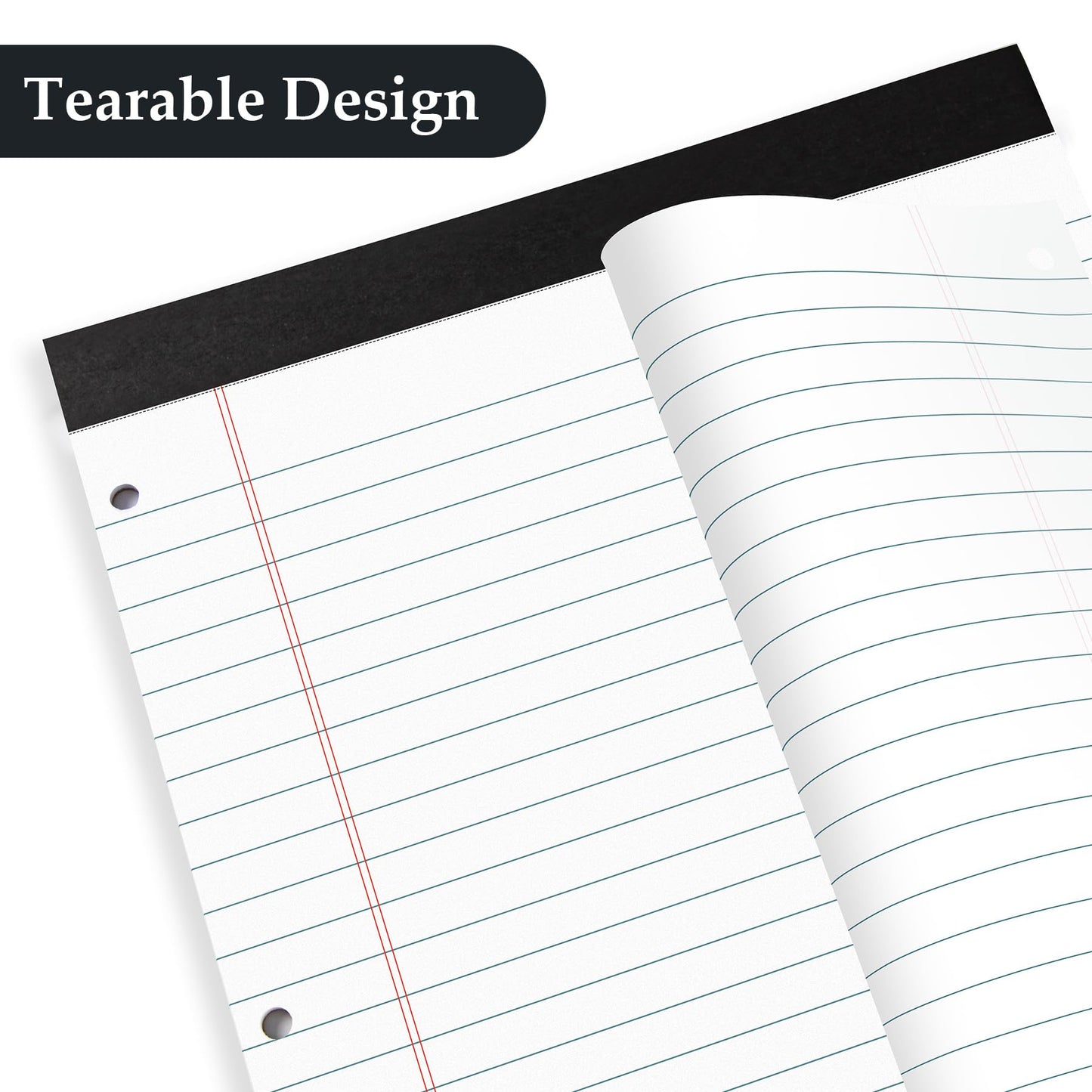 HAUTOCO 12 Pack Legal Pads 8.5 x 11 White Wide Ruled Notepads Perforated Writing Pads, 30 Sheets Per Notepad, 3-Hole Punched Lined Paper, Writing Note Pads for School, Home, Office, Business