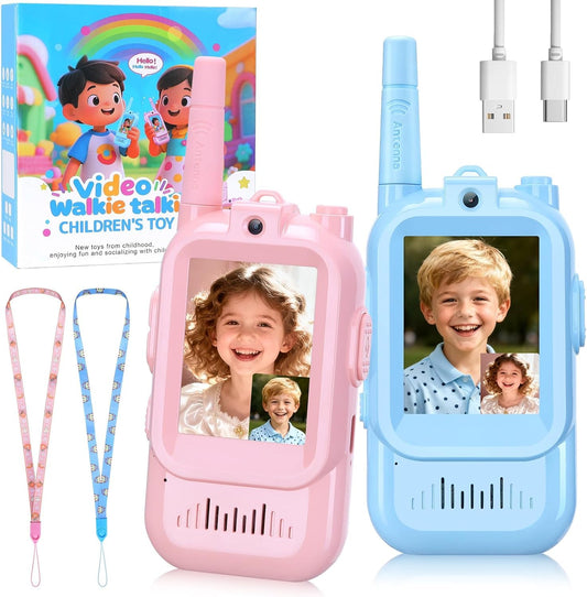 2 Pack Upgraded Video Walkie Talkies for Kids, HD Camera & Clear Voice & 1000 Ft Range, Rechargeable Walkies Talkies with 4 Voice Effects, Birthday Gifts for Boys Girls Indoor Outdoor Activity