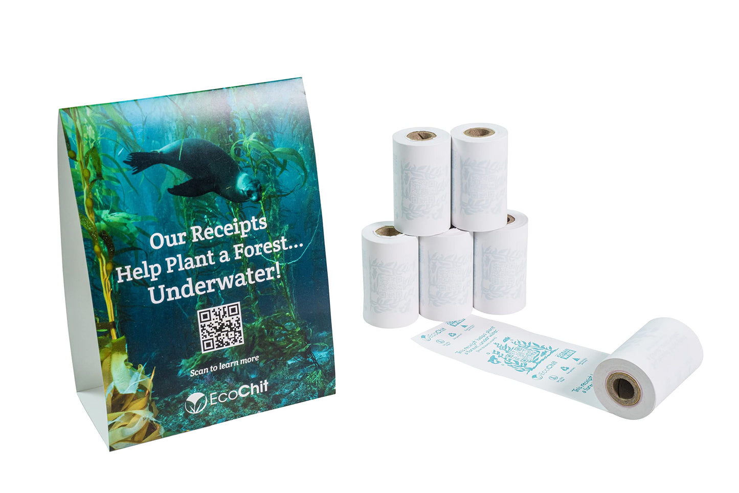 EcoChit Phenol-Free Thermal Paper Rolls, 2-1/4" x 45', Every Case Helps Plant Underwater Kelp Forests, Case of 50