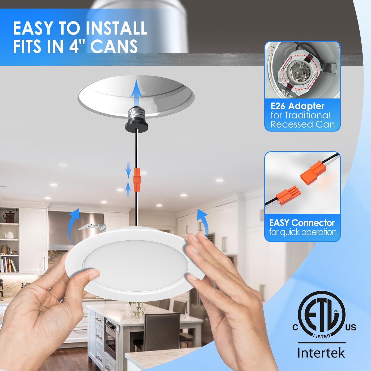 ANWIO 4 Inch 5CCT LED Recessed Lighting, 7W 700LM Dimmable IC Rated Retrofit LED Pot Lights 2700K/3000K/4000K/5000K/6000K Color Changeable 8 Pack