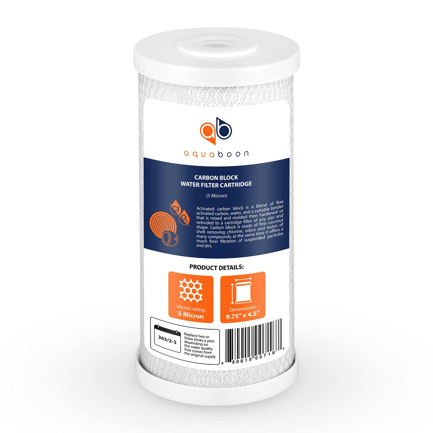 Aquaboon 5 Micron Carbon Filter 10 x 4.5 Whole House Water Filter Replacement Cartridge Compatible with Water Filters FXHTC, CB-BB-10, EP-BB, 2-Pack