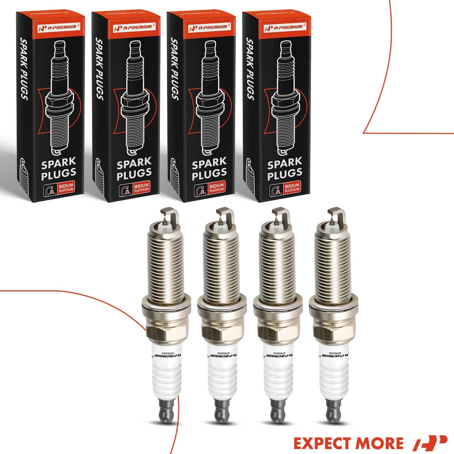 A-Premium Iridium Platinum Spark Plugs Compatible with Honda CR-V CRV 2017-2020, Civic 2017-2020, 1.5L, Pack of 4