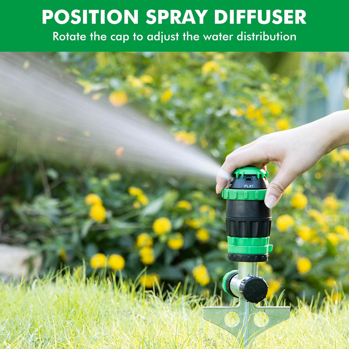 RESTMO Lawn Sprinkler on Spike, 5 Spray Modes Garden Sprinkler, Adjustment Coverage Area, Connect Multiple sprinklers, Spray Diameter Up to 50ft, Water Sprinklers for Lawn, Garden, Yard, Plant Park