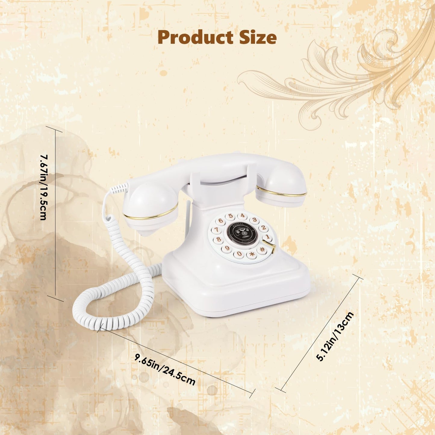Huamch Audio Guest Book Wedding Phone,Customized Audio Guest Book Phone, Vintage Rotary Style Audio Message Voicemail for Graduation Retirement Party Birthdays Baby Shower Special Occasions(White)