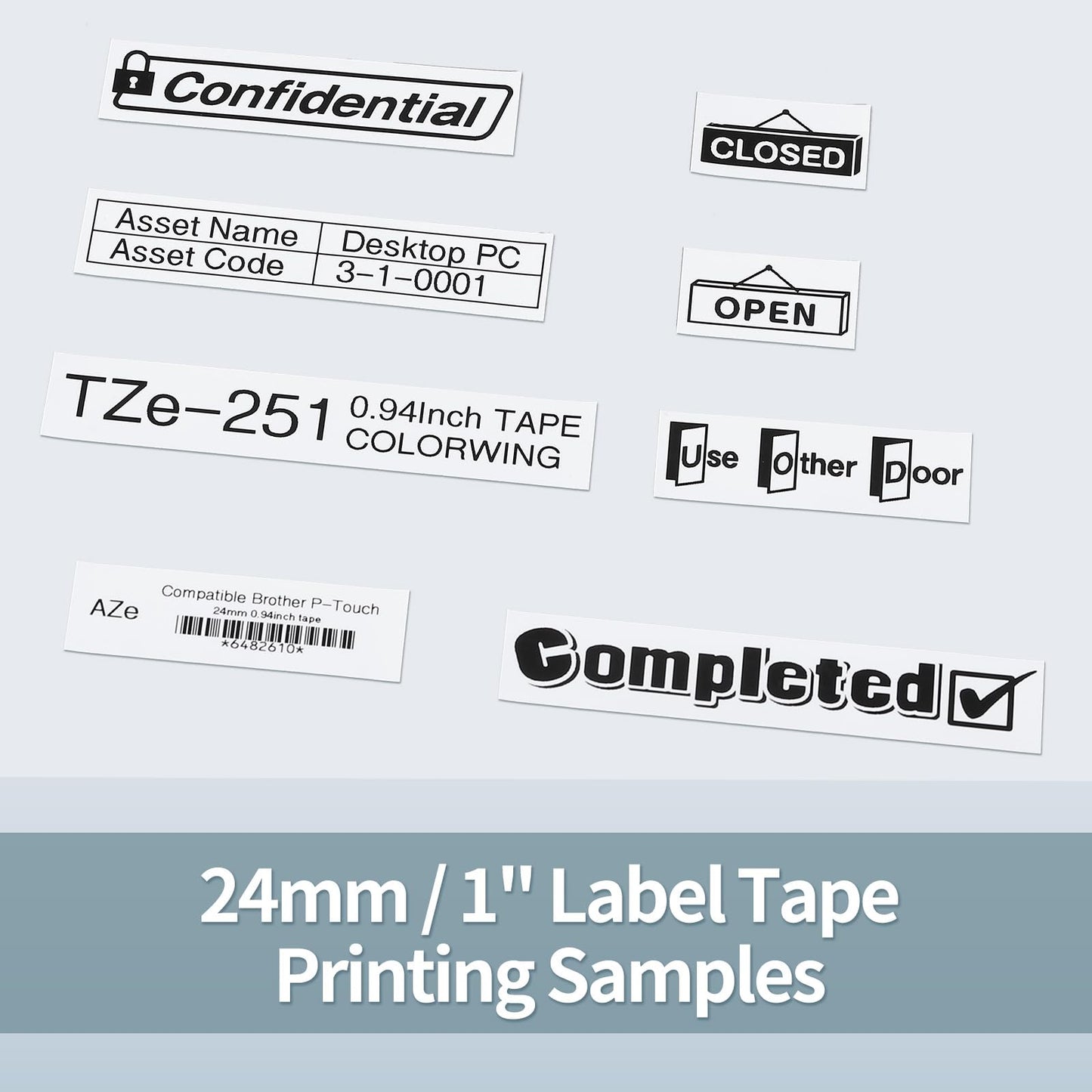 TZe-251 24mm Label Tape Replacement for Brother P-Touch Label Maker Tape 24mm .94 Laminated White TZe251 TZ-251 1 Inch for Brother PT-D600 PT-D610BT PT-P710BT, 3-Pack