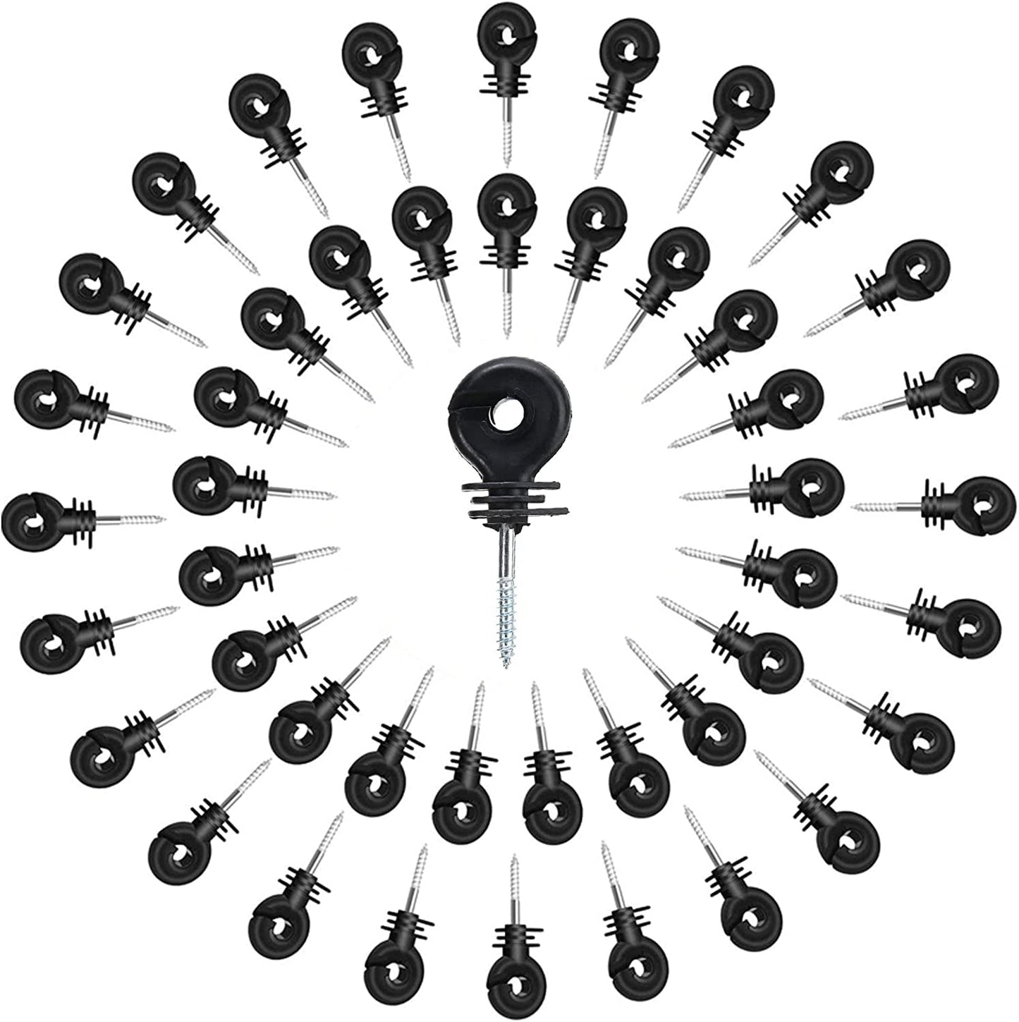 Fence Insulator 100 Pcs Black Electric Fence Insulator, Screw in Ring Insulator for Fence Ring Post Wood Post Insulator (System Electric Fence Accessories for Animal Husbandry Electronic)