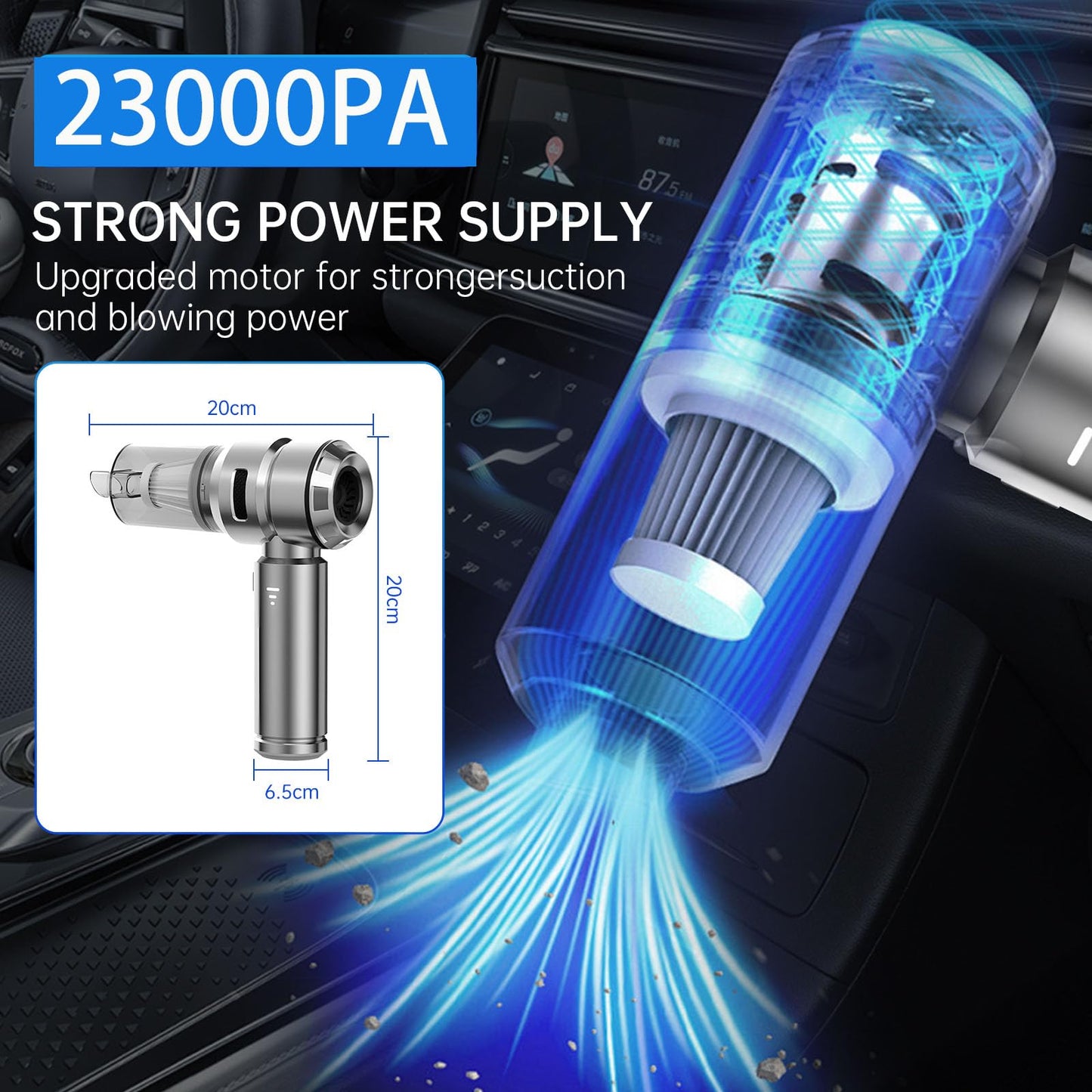 Handheld Mini Vacuum Cordless, 18000PA Powerful Suction USB Rechargeable Portable Car Vacuum Cleaner Car Cleaner for Pet Hair, Car, Home, Office, Kitchen