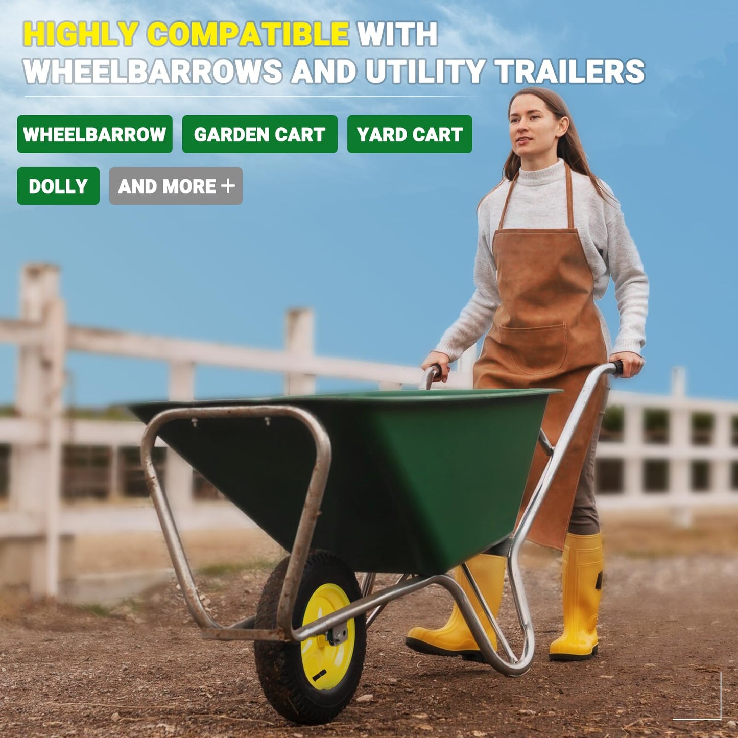 AR-PRO (2-PACK) 4.80/4.00-8" Tire and Wheel, 16" Pneumatic Tire Wheels with 3/4" Extra 5/8" Bearings and 3" Centered Hub, for Wheelbarrow, Hand Truck, Garden Carts, Yard Wagon Dump Cart