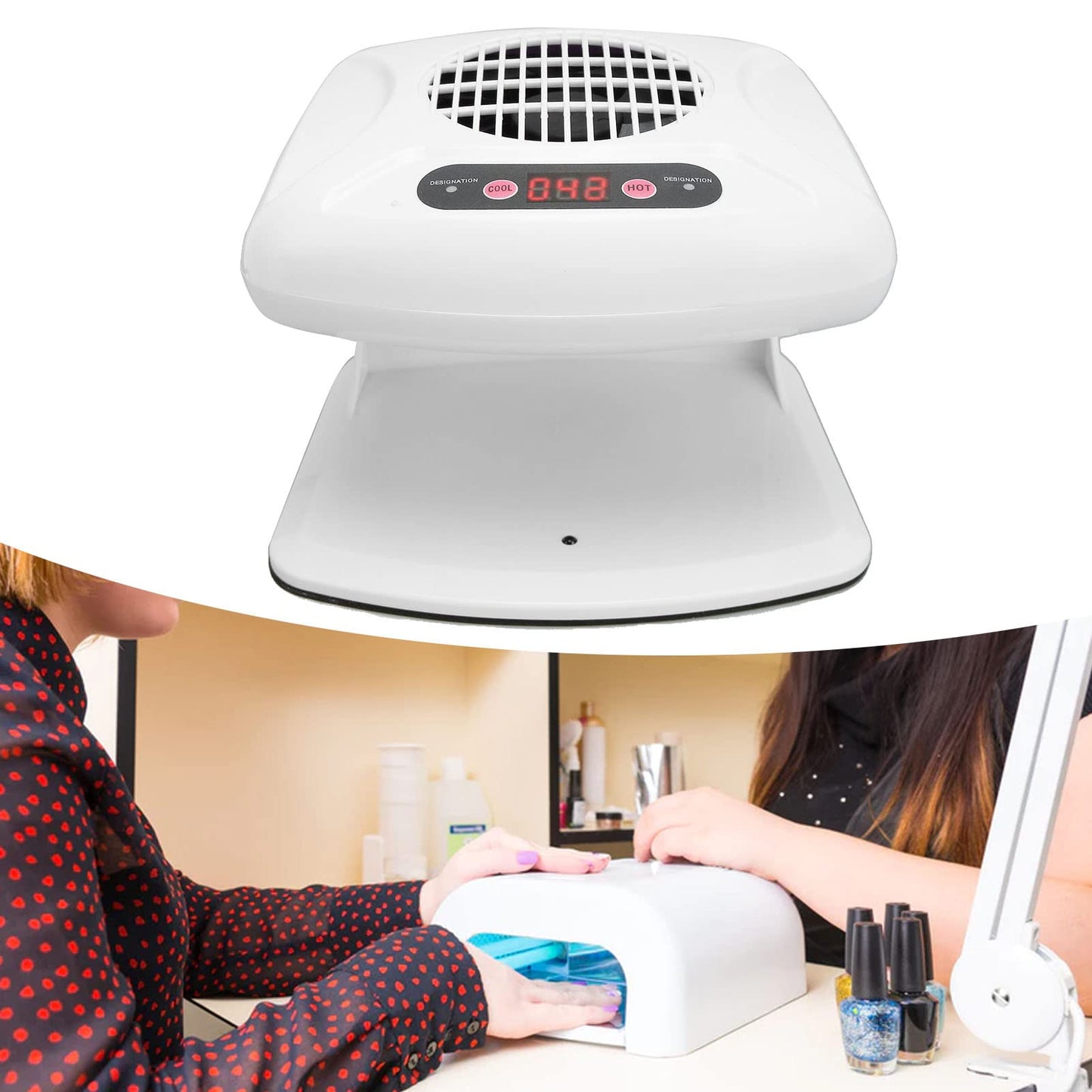 Brrnoo 300W Air Nail Dryer with Automatic Sensor,Timing Air Nail Fan Blow Dryer for Both Hands and Feet, Warm & Cool Wind Blower Dryer for Nail Polish Home Salon