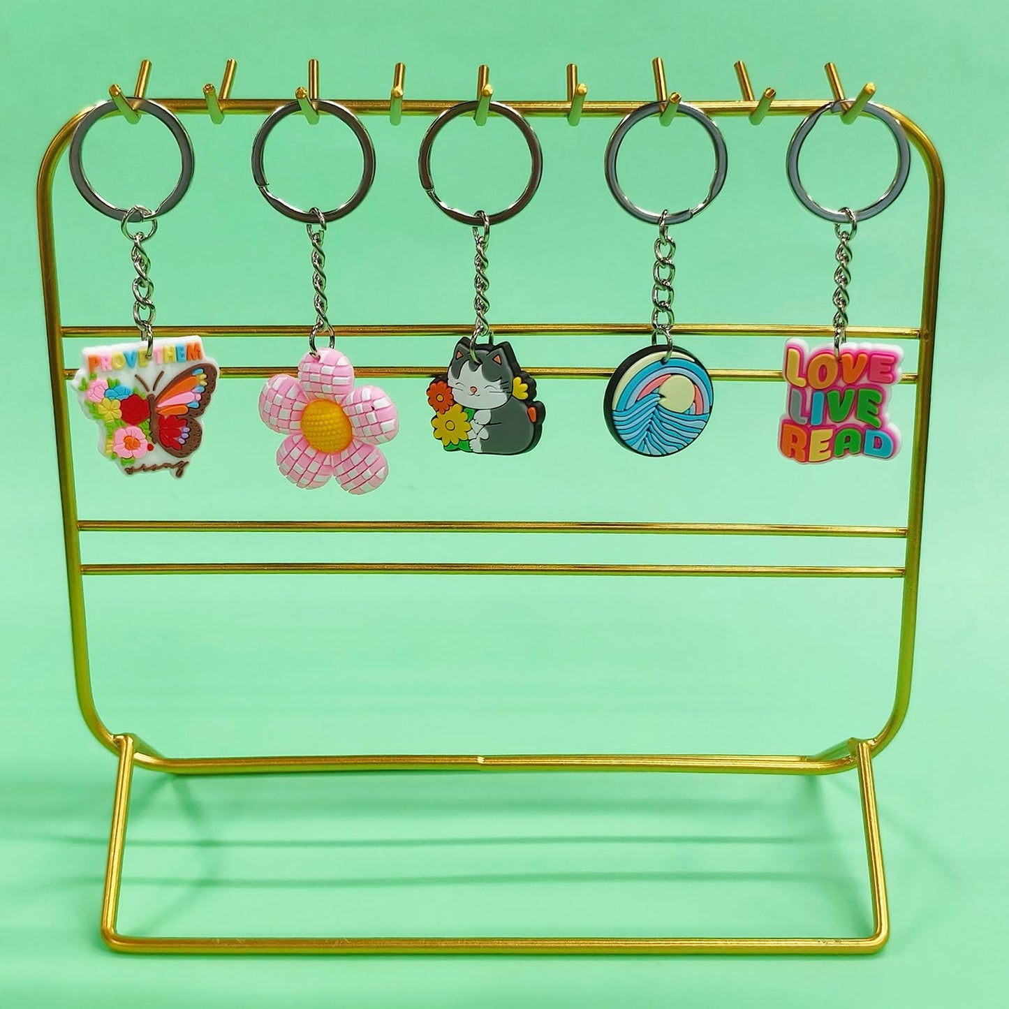 Gibleitz 30/50/100/200pcs Random Different Keychains, Lot Mixed Cute Keyring for Classroom Prizes Students Incentives, Multicolor, Small