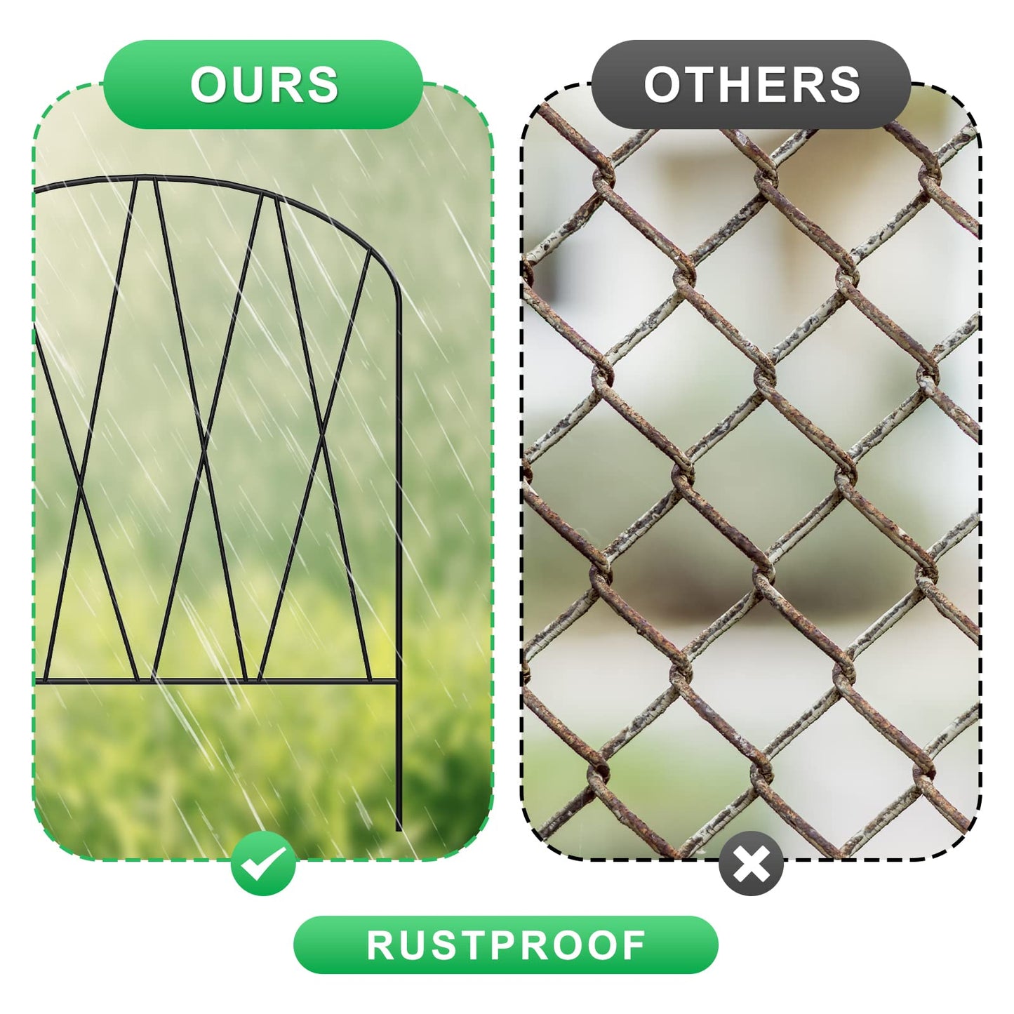 10 Pack Decorative Garden Fence 10.3 ft (L) x 15.9 in (H) Small Fence Animal Barrier Arched Rustproof Garden Fence Border Rabbit Metal Flower Bed Fencing for Yard Patio Outdoor Landscape