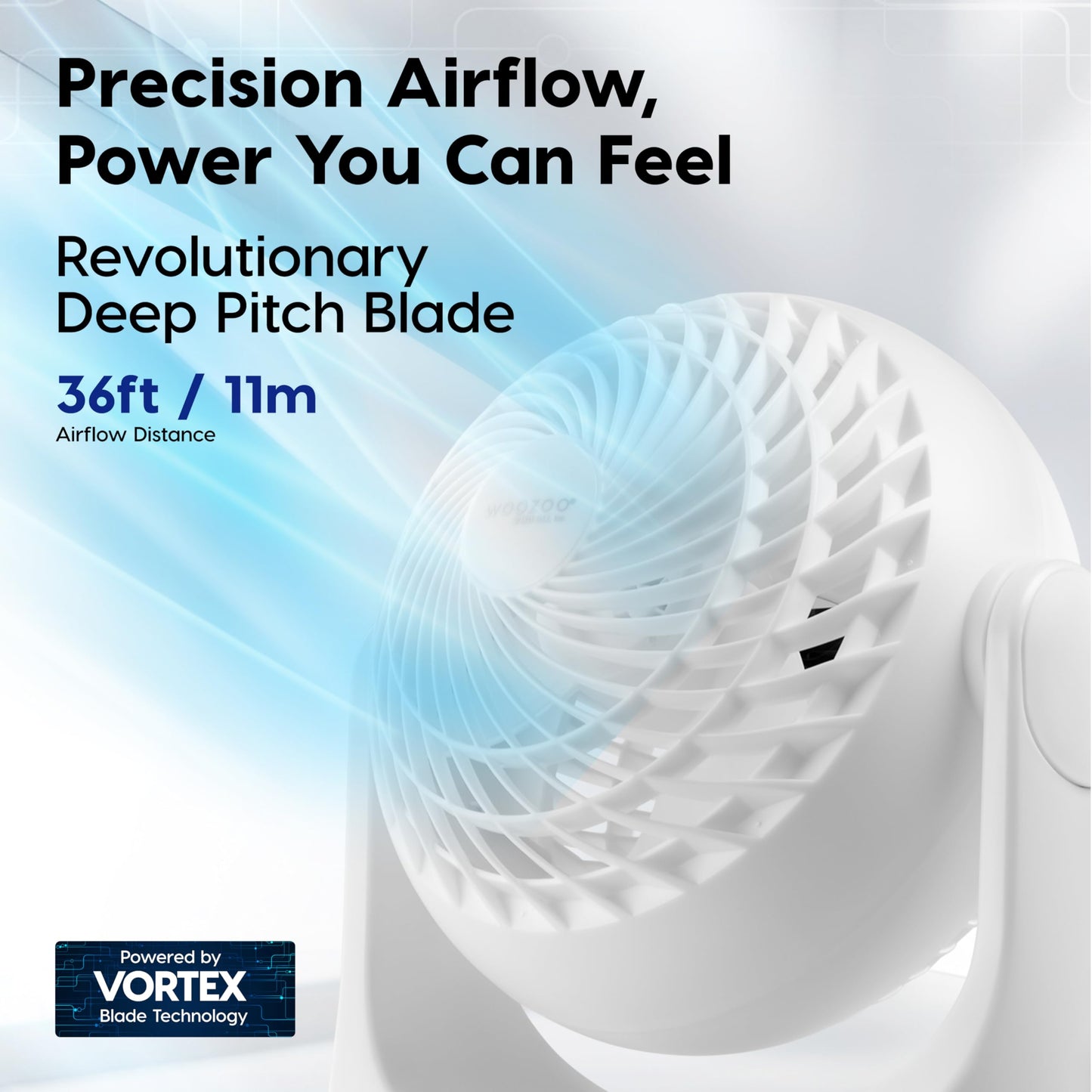 IRIS USA WOOZOO Desk Fan with Remote, Oscillating Table Air Circulator, 3 Speeds, 52ft Max Air Distance, 112° Adjustable Tilt, 30db Low Noise Motor, Small Fan for Bedroom, Office, Dorm, White