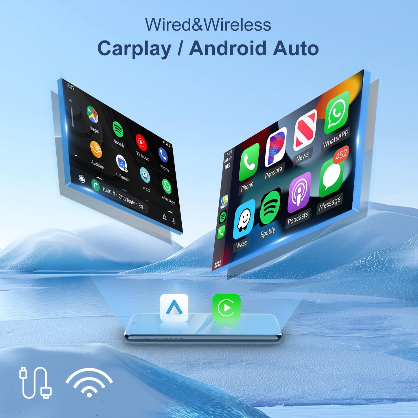 (2+64G)- for Toyota Corolla 2006-2013 Car Radio with Wireless Carplay/Android Auto,Android Car Stereo 9inch Touch Screen GPS Navigation WiFi Bluetooth FM/RDS Mirror Link SWC Backup Camera