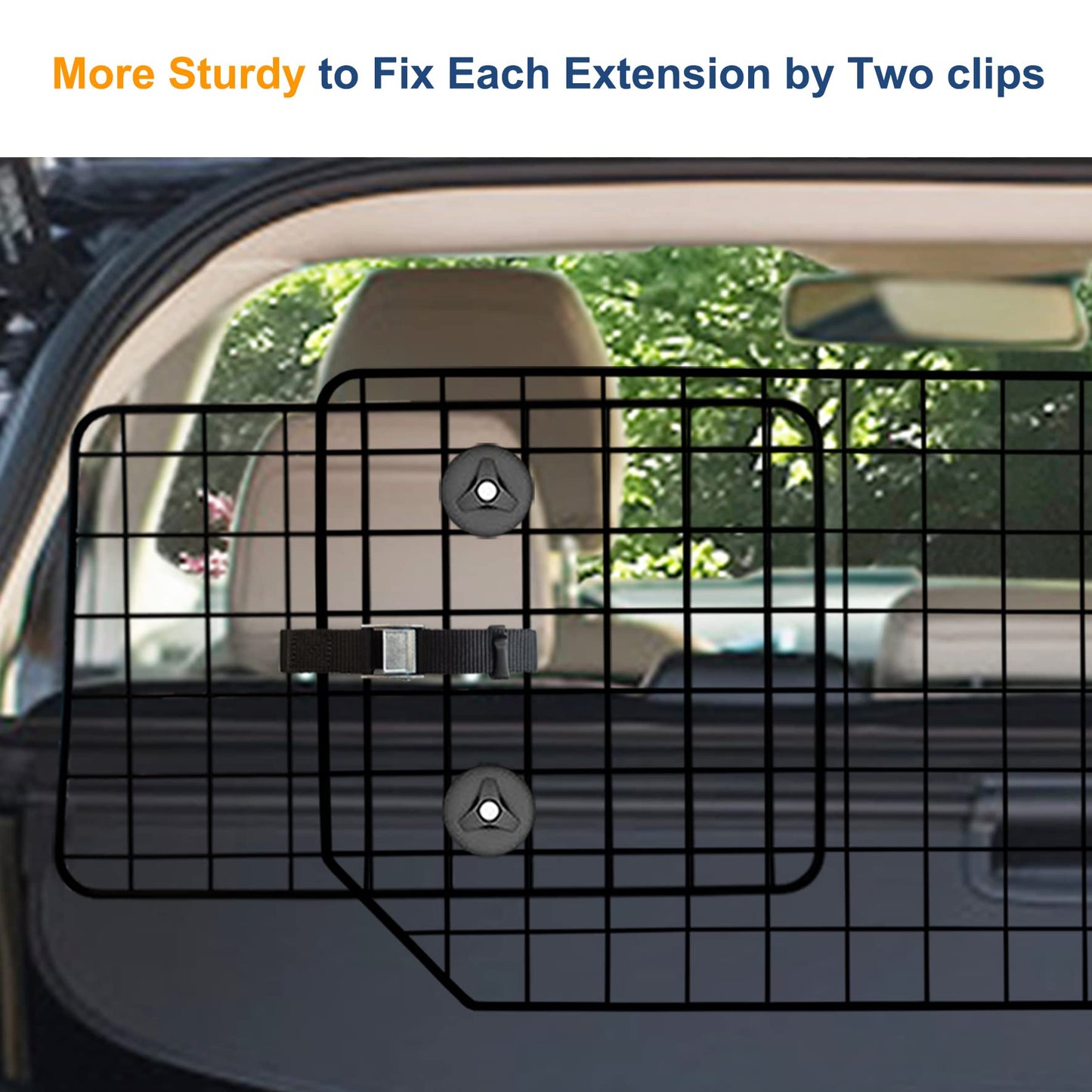CASIMR Dog Car Barrier for SUVs, Vehicles, Trucks, Cars, Adjustable Pet Divider Cargo Area Universal-Fit, Heavy-Duty Wire Mesh Barriers, Safety Travel Accessories Dog Crate Cover