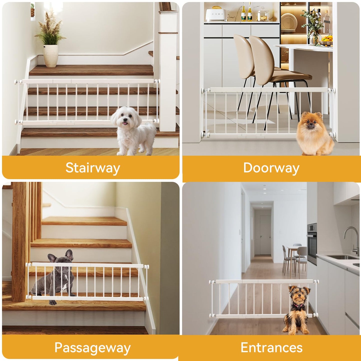 Dog Gate Indoor for Small Dogs or Breeds, 10'' High Short Dog Gate to Step Over, 18“-45” Wide Small Pet Gate with 3 Extension Kits for Doorways & Stairs