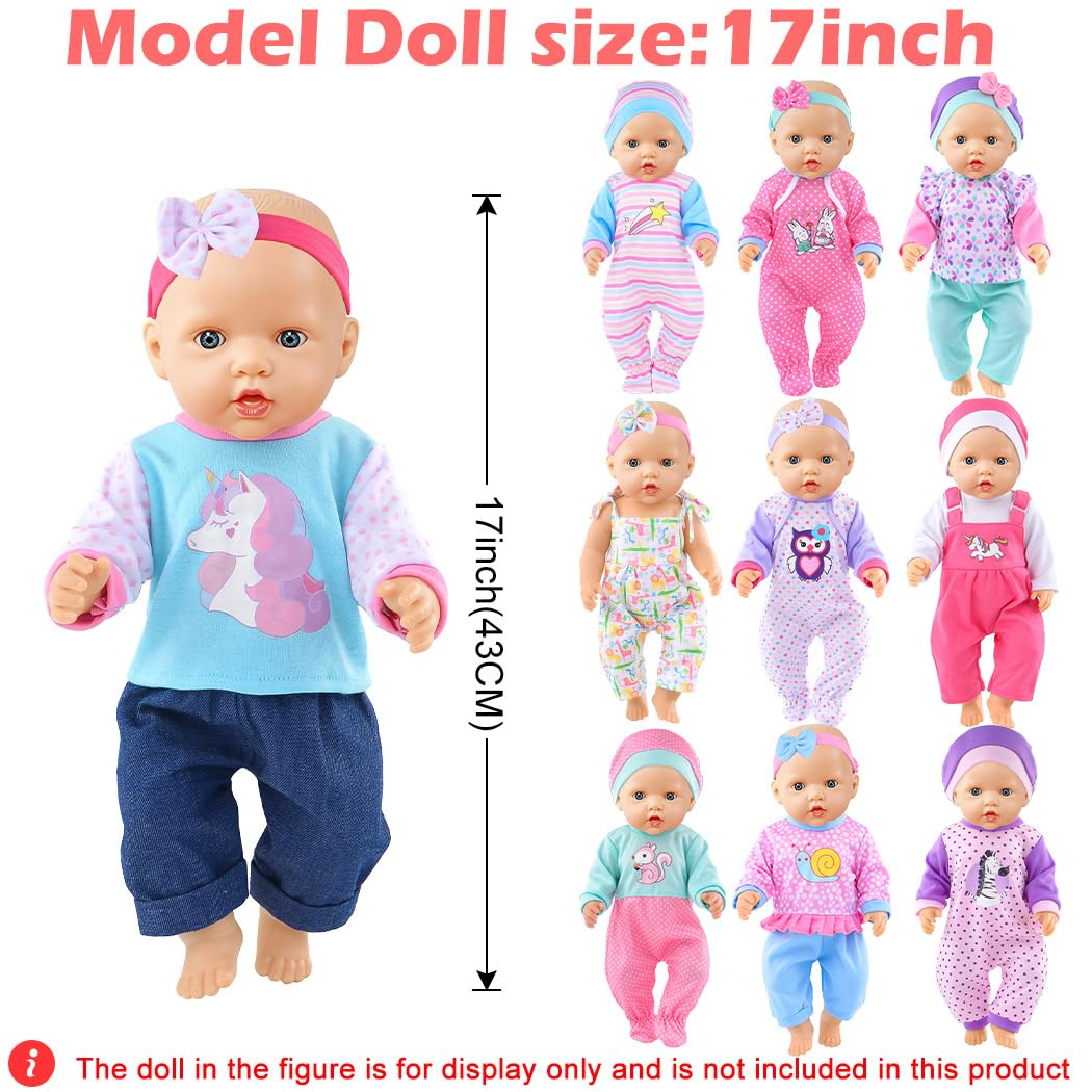 10 Sets Doll Clothes for Baby Dolls – Vibrant Outfit Perfect for 15-16-17 Inch Baby Dolls with Accessories