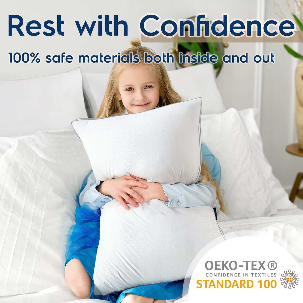 viewstar King Size Pillows 2 Pack, Firm Support Gusseted Side Sleeper Hotel Pillow for Back and Stomach Sleeping, White