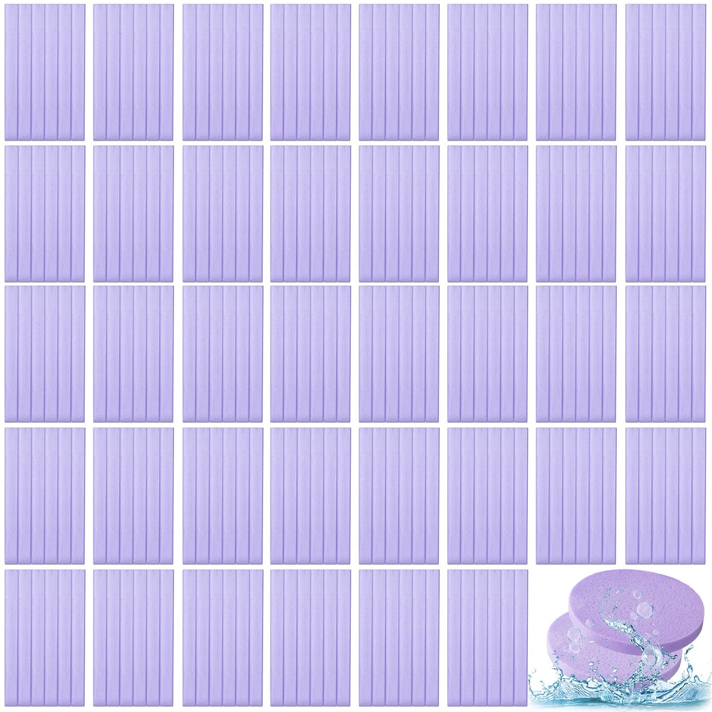 Foaincore 600 Pieces Compressed Facial Sponge Round Facial Sponge for Estheticians Face Sponges for Cleansing Face Wash Pads Disposable Sponges for Women Spa Exfoliating Cleansing(Purple)