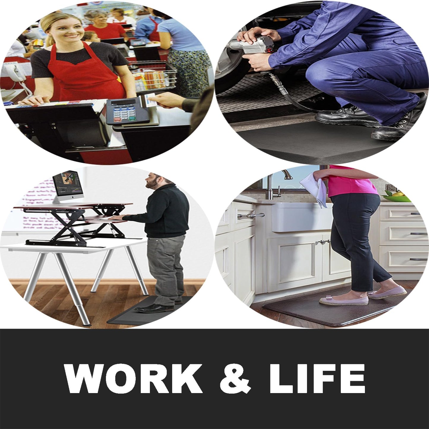 1" Extra Thick Anti Fatigue Floor Mat,Kitchen Mat, Standing Desk Mat – Comfort at Home, Office, Garage - Advanced PU Foam - NOT PVC (Black, 17x40x1-Inch)