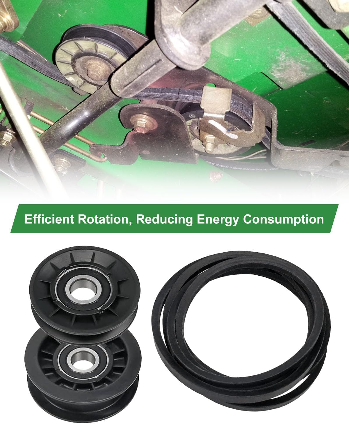 Idler Pulley and Drive Belt Kit Fit for John Deere GX20006 GX20286 GX20287 GX20286-A GX20287-A L100 L110 L120 L130 L107